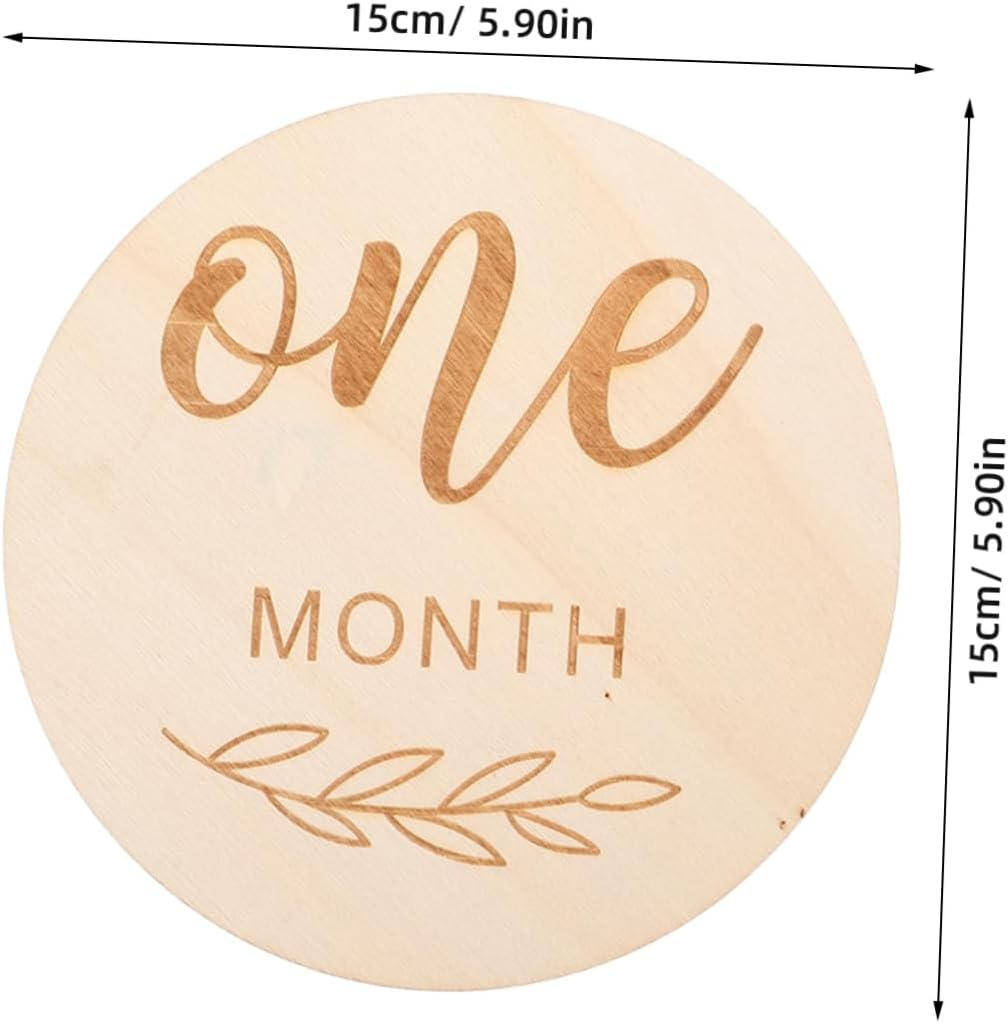 12Pcs Milestone Signs Monthly Milestone Cards for Photo Props Pregnancy Announcement Wooden Blocks image number 3