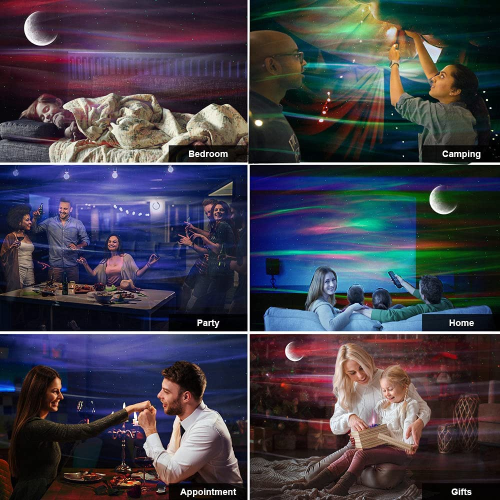 VSM Dream Aurora/Northern Light/Star Projector Light, Real Moon like Projection, 5 in 1, Timer, Bluetooth Speaker, Brightness, Speed, Volume and Remote Control (Black) image number 2