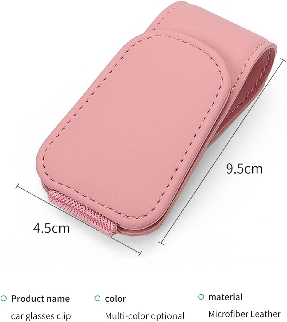 Magnetic Leather Sunglass Holder for Car, Sunglasses Clip for Car Visor, Auto Interior Accessories Universal for Different Size Eyeglasses(Pink) image number 4