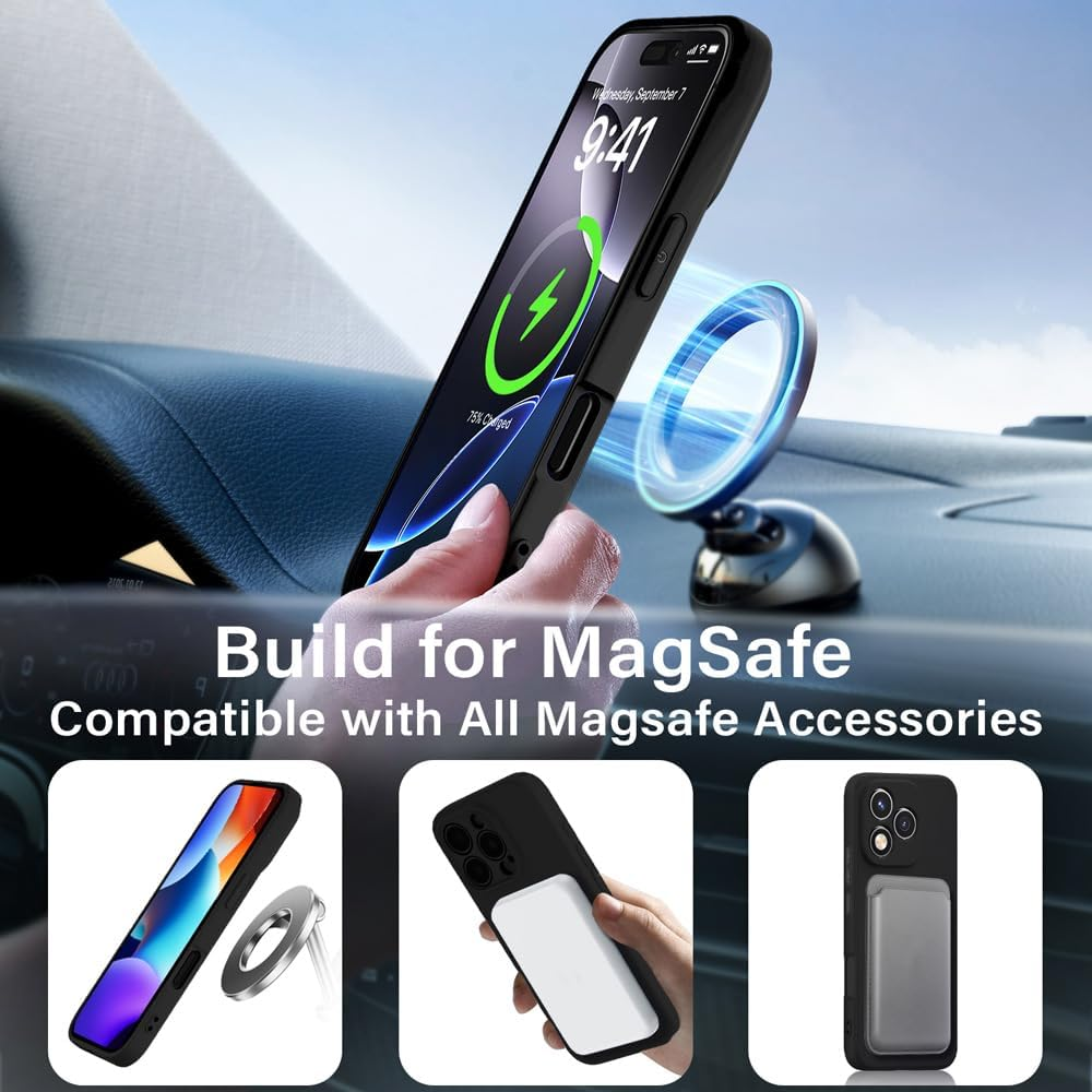 YUXING Case Compatible with Oppo Find X9 Pro 5G for Magsafe, Shockproof Silicone Case, Slim Full Protection Magnetic Mobile Phone Case, Black image number 2