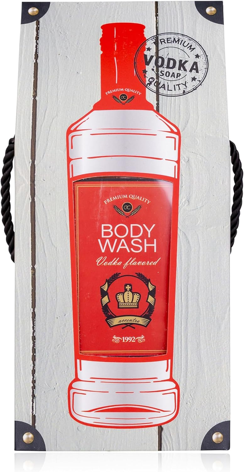 Accentra Rum Flavor Shower Gel for Men in Bottle with Gift Box/Gift Bag in Schnapps Look, 400 Ml Shower Gel, Fragrance: Rum - Refillable, Orange image number 1