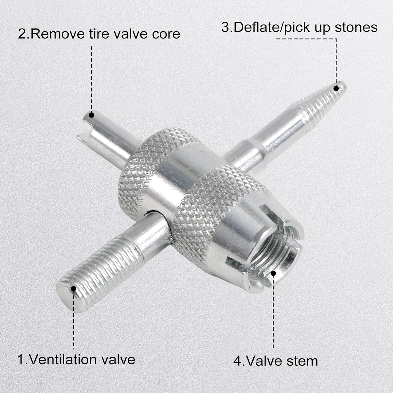 6Pcs Tire Valve Stem Core Remover Tool, 4-In-1 Multifunctional Tire Valve Core Repair Tool Remover for Bicycle Bike Automobile Car image number 4