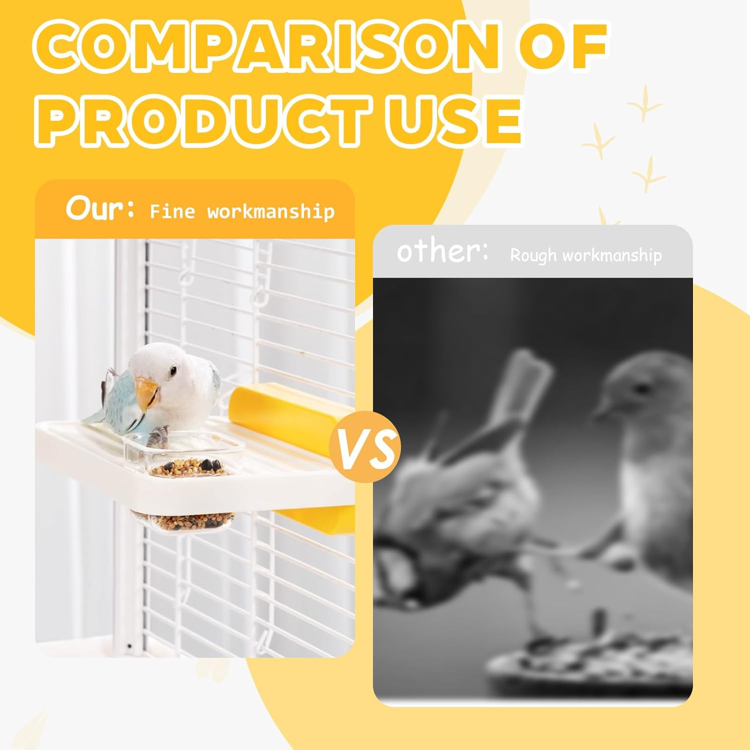 Perches for Budgies, Budgies Accessories, Acrylic, Budgies Swing with 1 Feeding Bowl, Removable Bird Swing Bird Cage Accessories for Small Pets Such as Birds and Hamsters image number 6