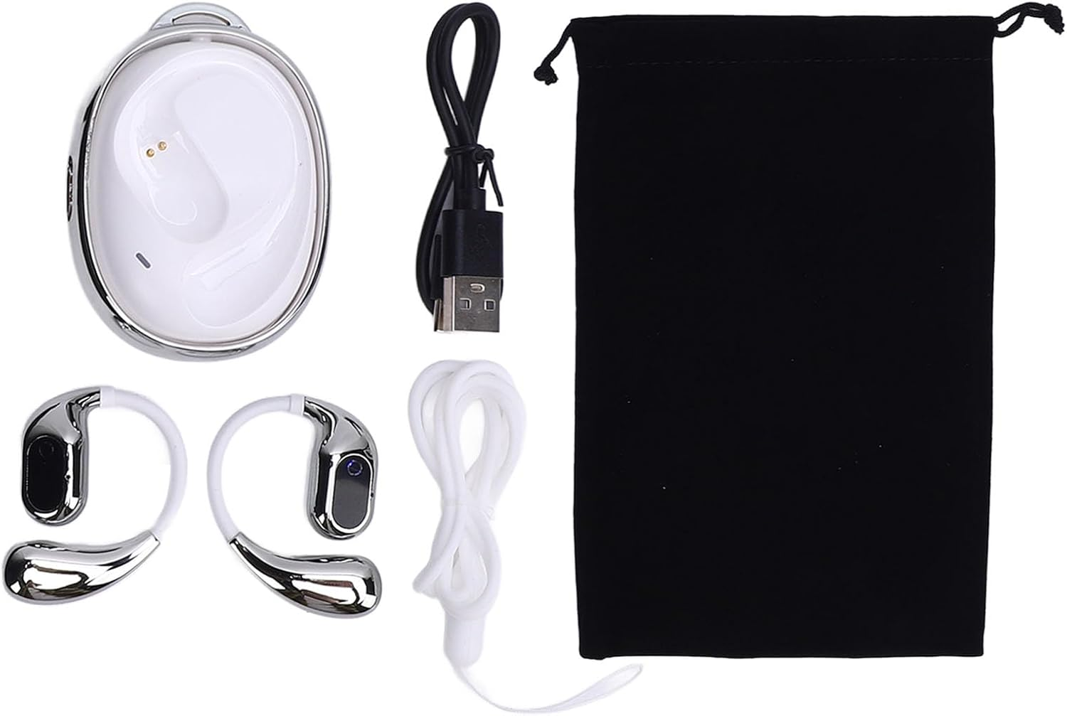 Jectse Translation Earbuds Supporting 144 Languages Real Time Translation for Travel Business, Hifi Stereo Sound Earphones (White Silver) image number 1