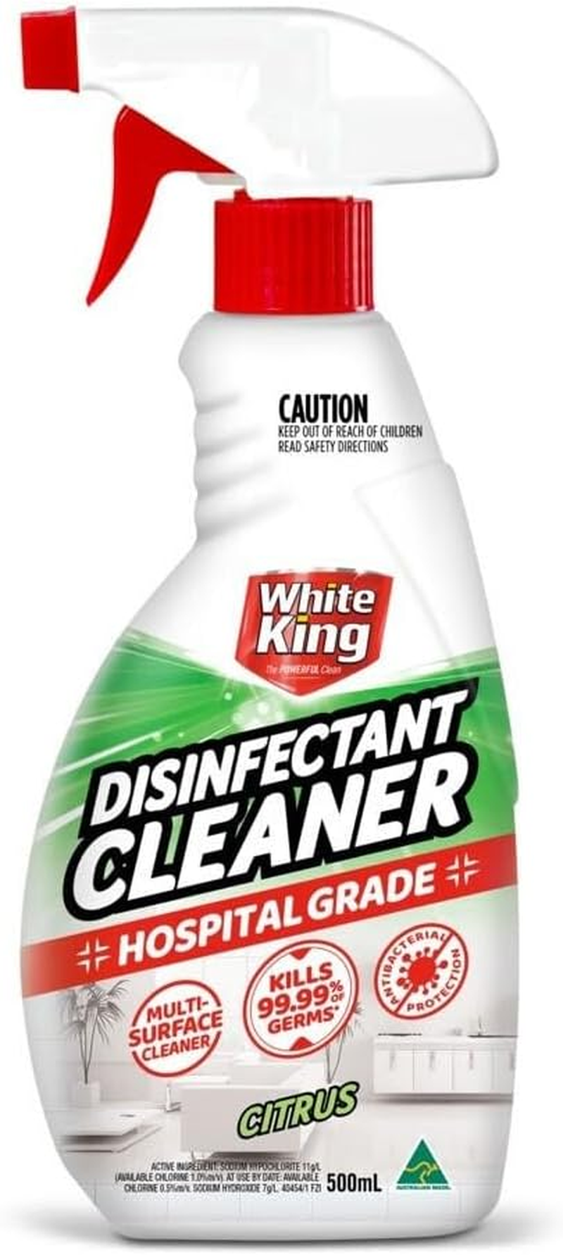White King Disinfectant Cleaner Citrus Spray 500 Ml image number 1