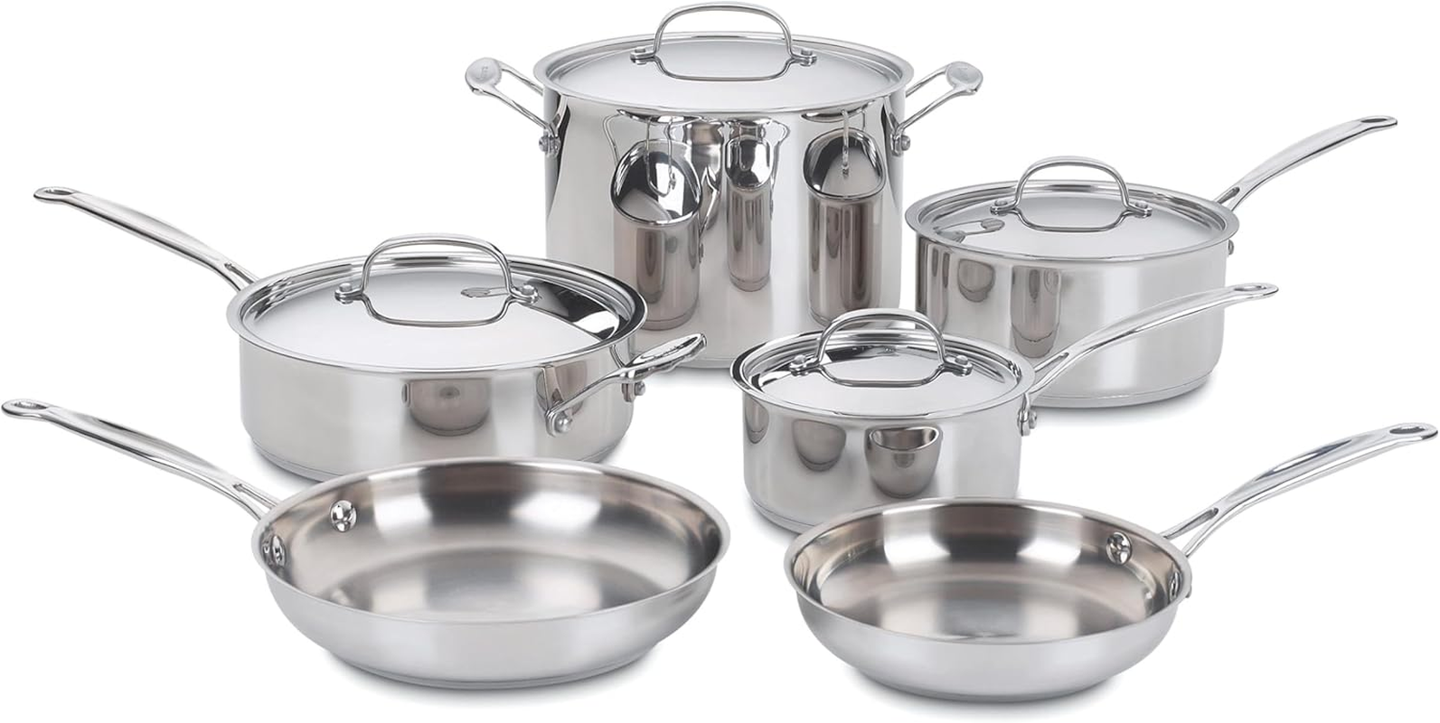 Cuisinart 77-10 Chef'S Classic Stainless 10-Piece Cookware Set, Silver image number 2