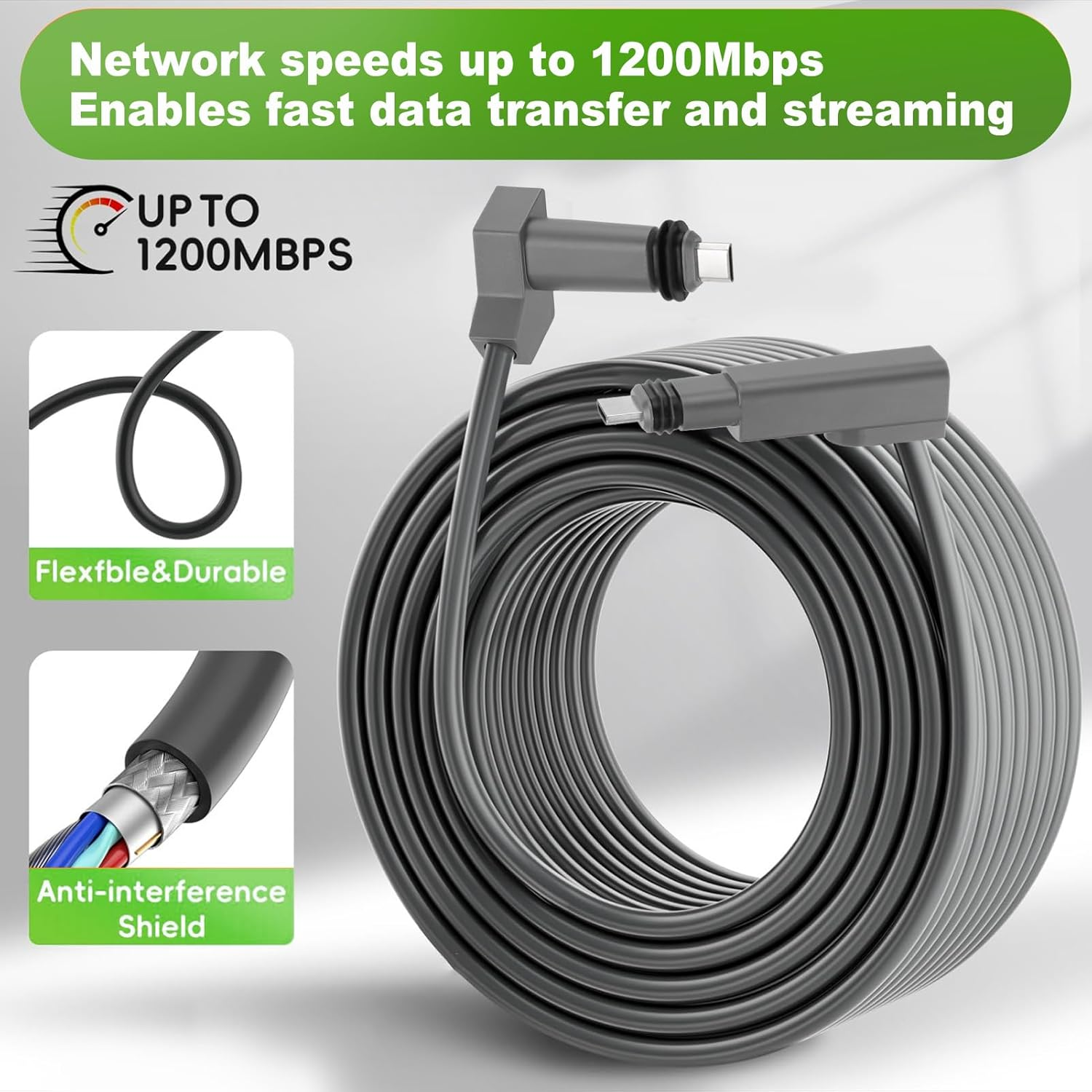 Jiawu 15FT Cable for Rectangular Satellite V2, Waterproof Extension Cable, 1200Mpbs image number 2