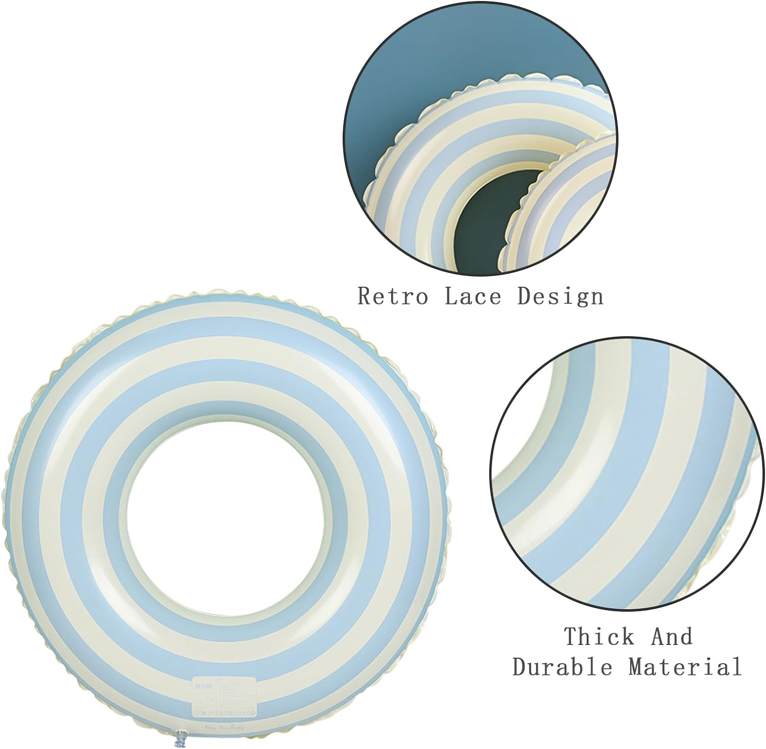 Swimming Ring for Adults Inflatable Pool Ring Portable Floating Swimming Circle Stripe Swim Tube Party Decoration Floating Swimming Ring for Beach Summer Outdoor Water Sports - Orange image number 3