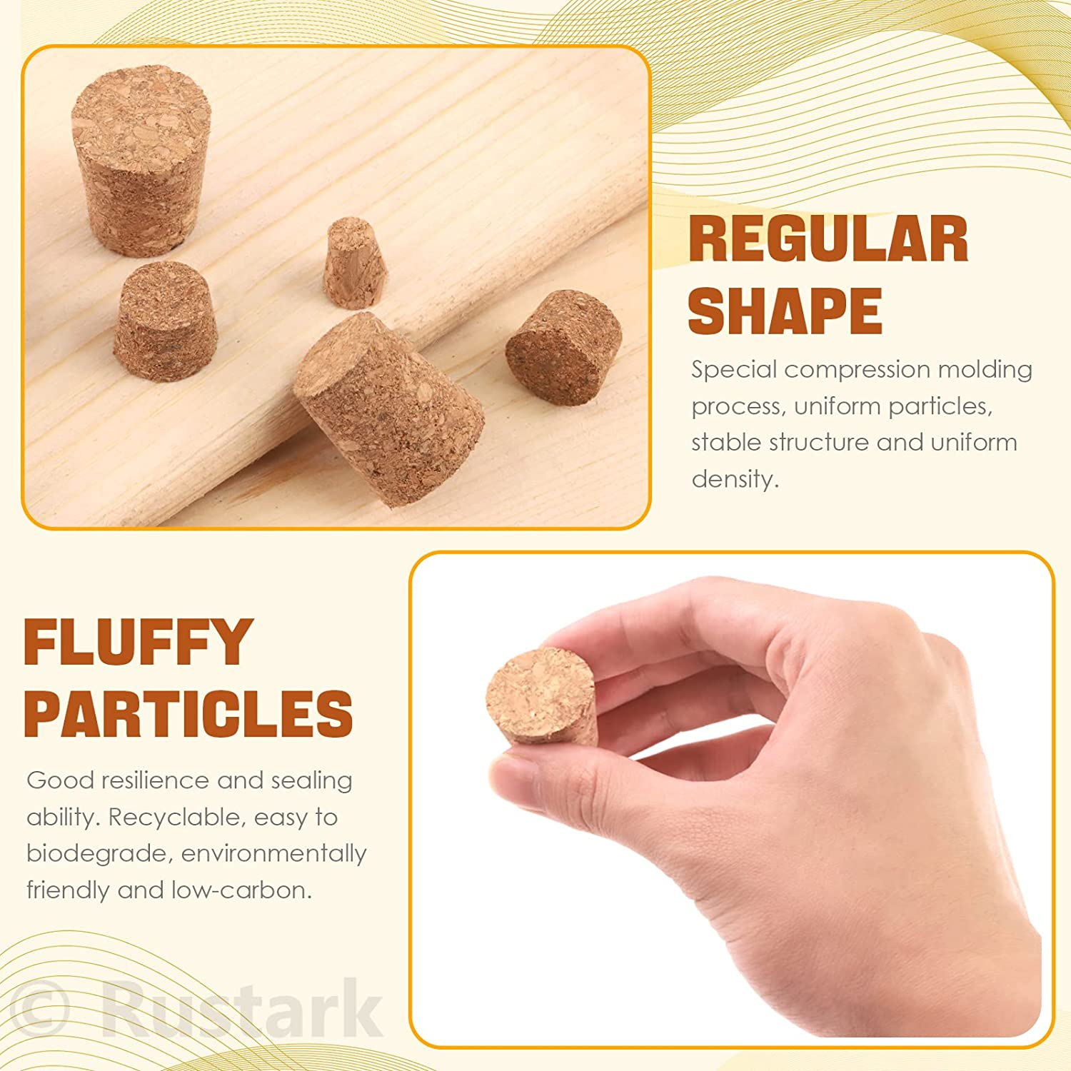 100Pcs 5 Sizes Mini Cork Stoppers Tapered Cork Plugs Small Corks Assortment Wooden Replacement Assorted Corks for Craft Glass Jars Wine Bottles image number 5