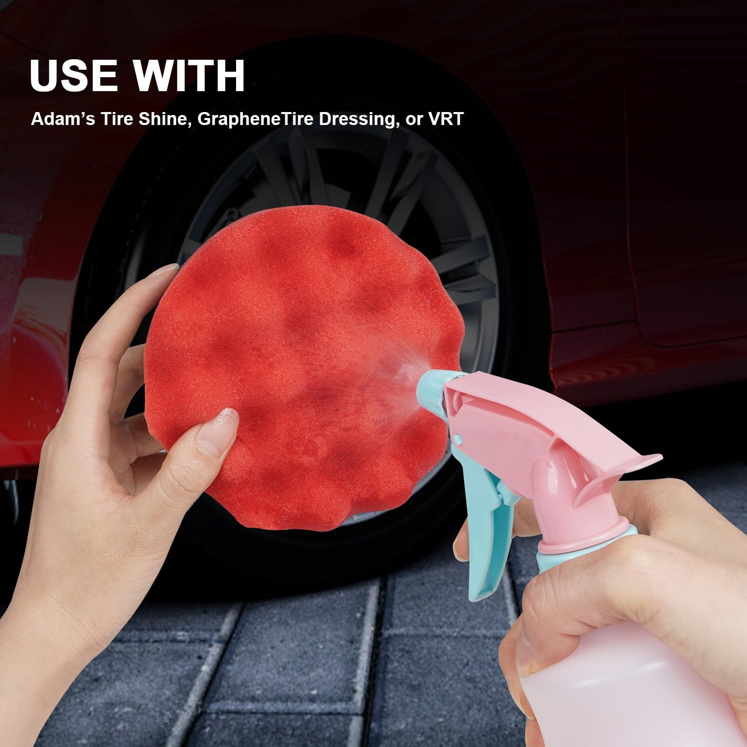 2 Pack Large Tire Shine Applicator Pad, Tire Hex Grip Applicator, Tire Shine Car Detailing Foam Sponge Tool, Reusable Car Cleaning Supplies after Car Wash Tire Cleaner for Applying Tire Shine - Red And Blue image number 5