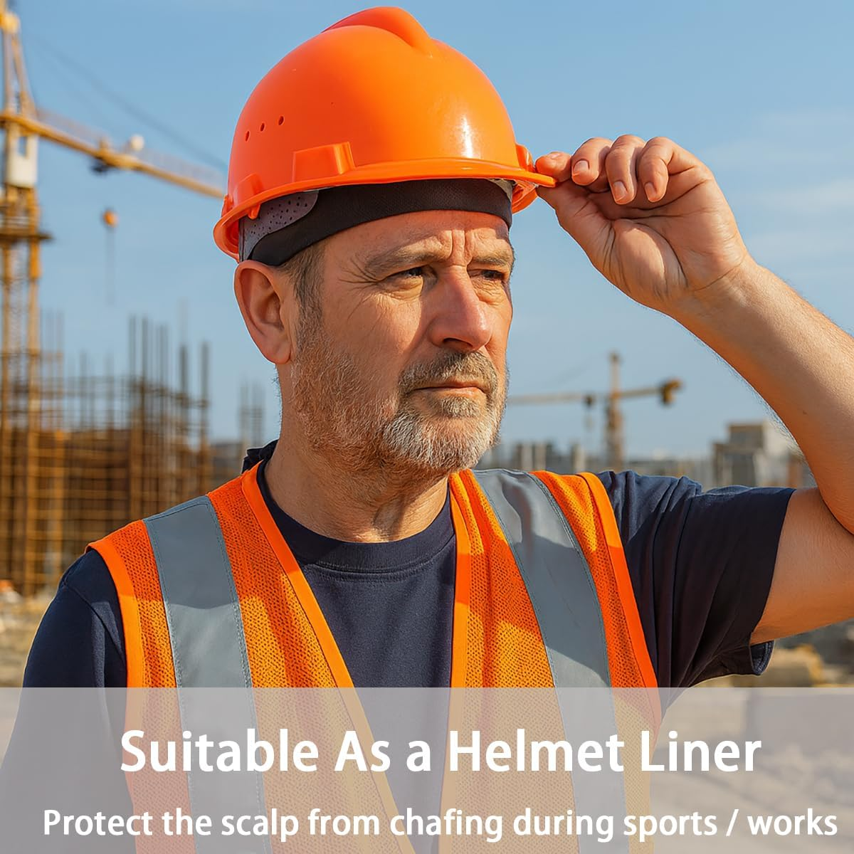 Cooling Skull Caps Summer Windproof Sun-Proof Breathable, Not Stuffy Running Beanie for Men Women Helmet Liner Black image number 5