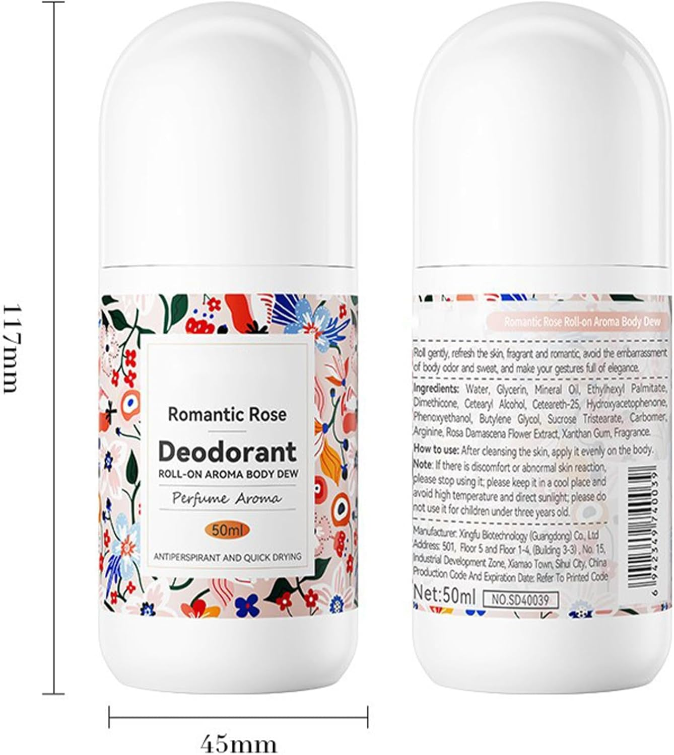 Jugaoge Long-Lasting Freshness Roll-On Deodorant for Women, Alcohol-Free and Rapid Dry Romantic Rose One Size image number 2