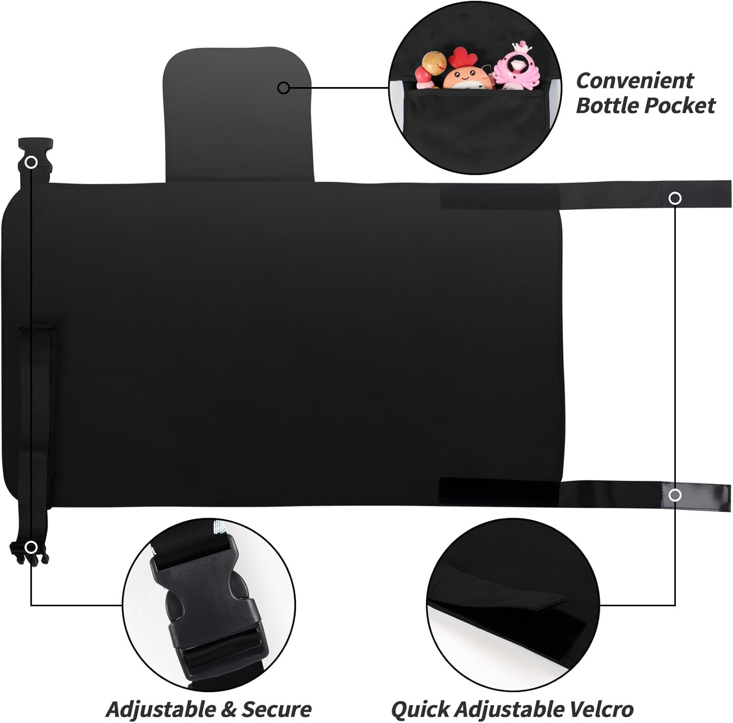 Toddler Airplane Travel Bed &ndash; Portable Kids Seat Extender for Airplane, Baby Travel Sleep Essentials with Drawstring Bag, 31.3 X 17.3 Inches, Black image number 5