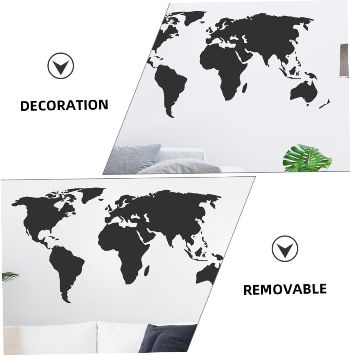 World Map Wall Sticker Living Decor Removable Wall Stickers Map Wallpaper for Bedroom image number 3