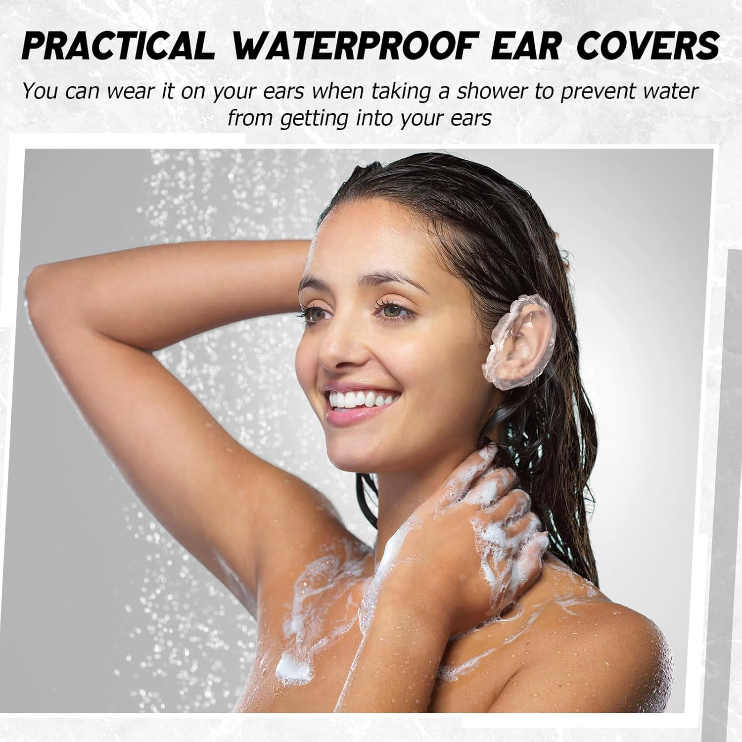 100 Pack Clear Disposable Ear Protectors Waterproof Ear Covers for Hair Dye, Shower, Bathing image number 6