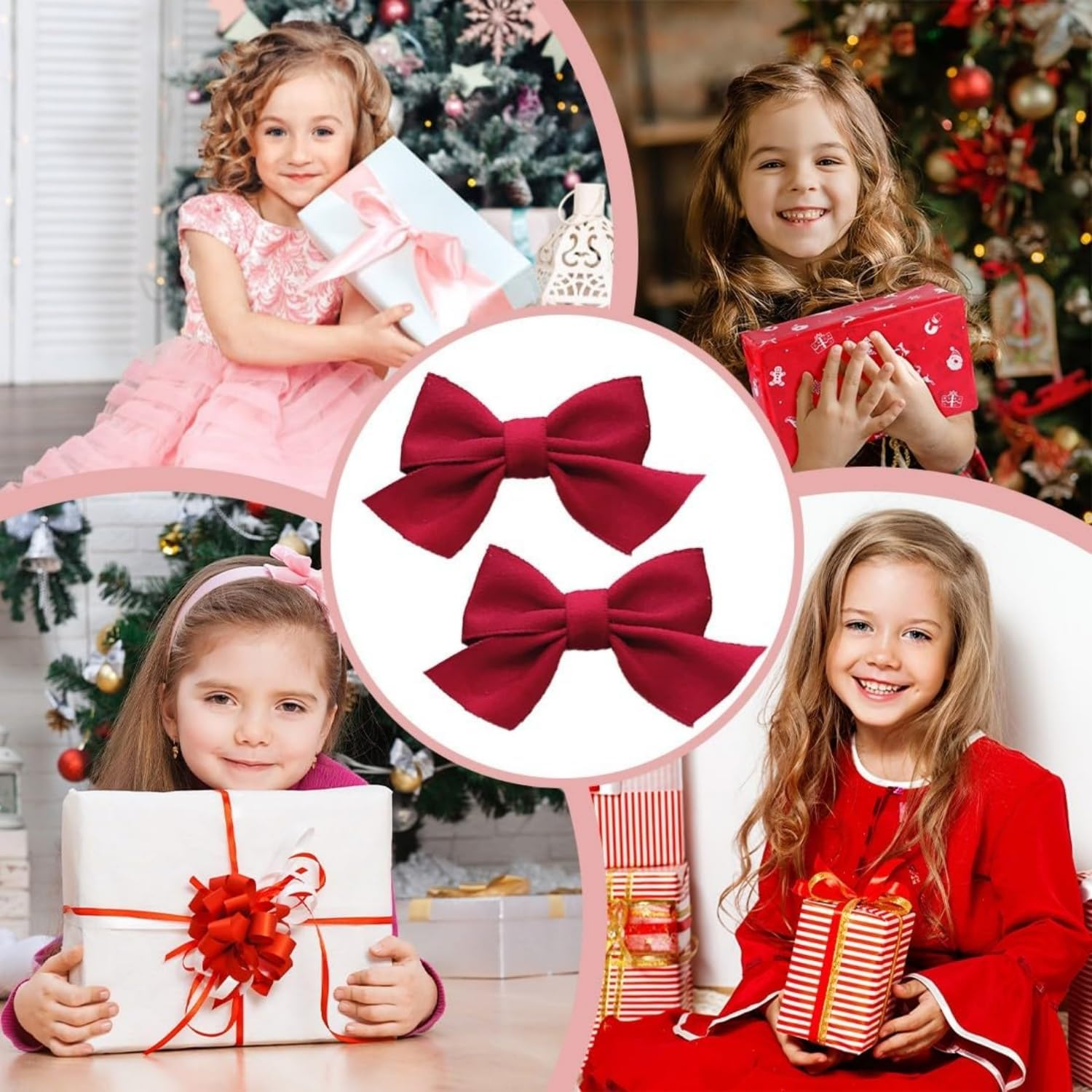 Heanvmyss 2 PCS Hair Bows for Women,Barrettes Solid Color,Soft Silky Hair Bows,Hair Styling Accessories for Women Girls(Red) image number 6