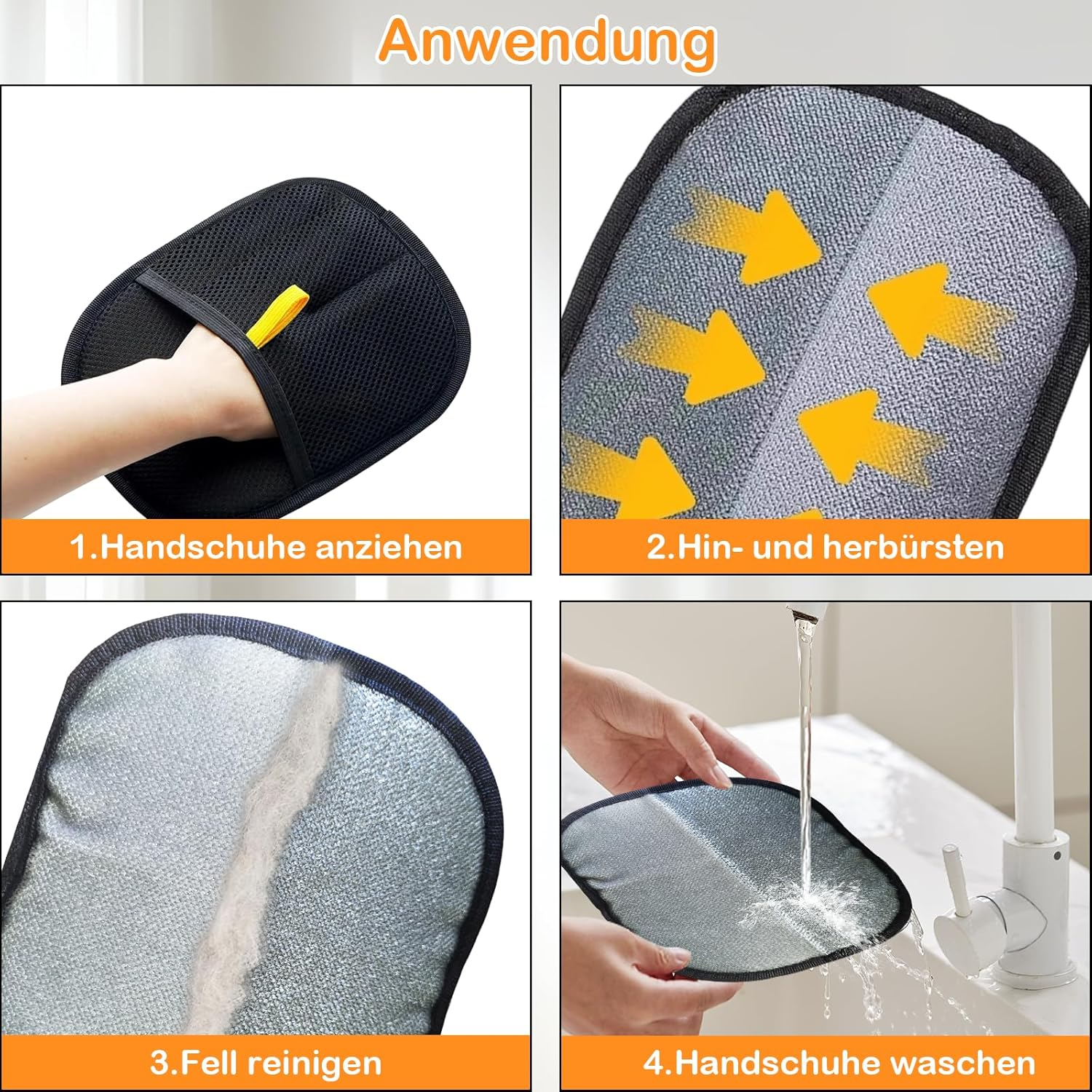 Leesenn Pet Hair Remover Glove, Pack of 2 Pet Hair Remover Gloves with Deshedding Comb, Fur Magnetic Glove, Dog Hair Removal, Reusable Grooming Gloves for Cats and Dogs image number 1