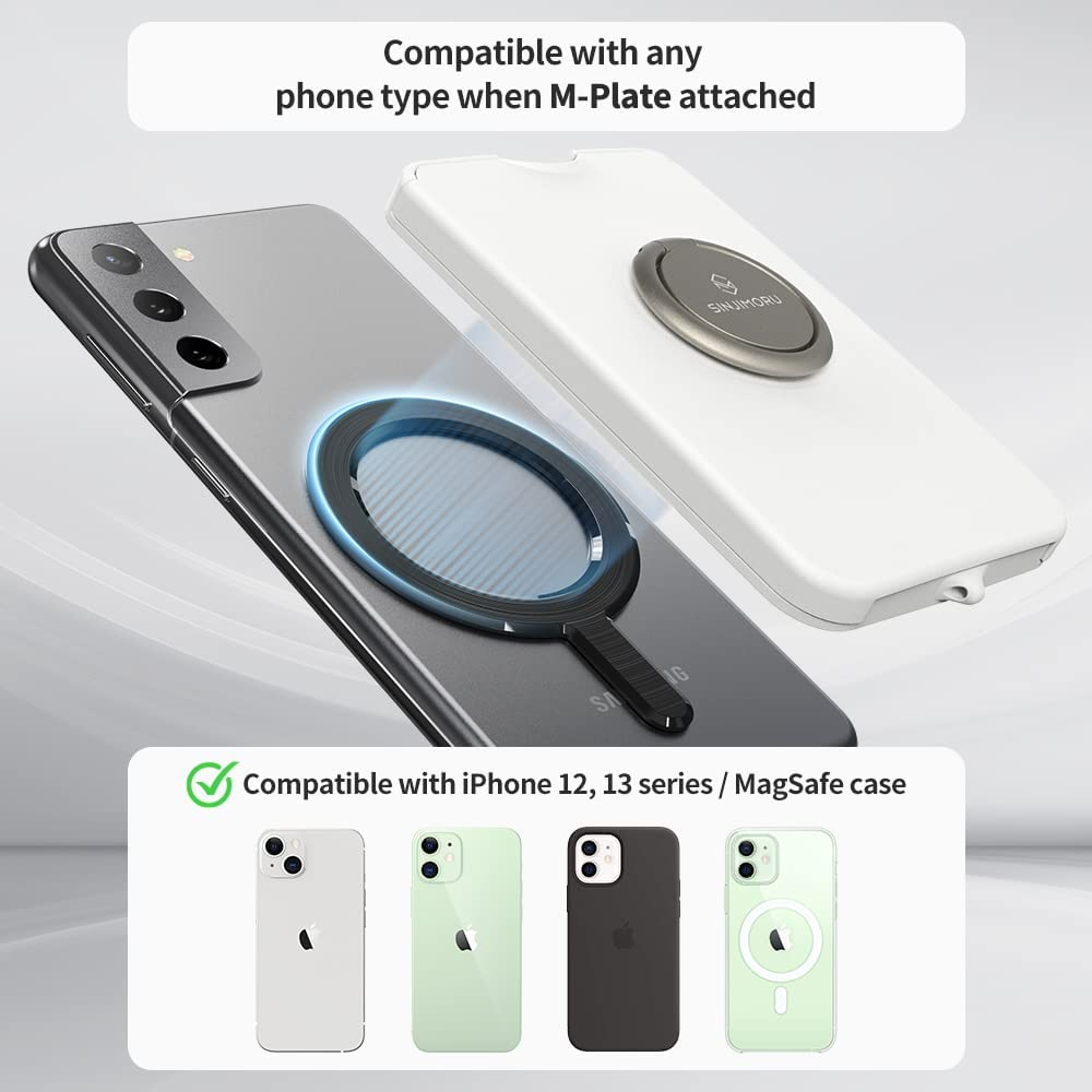 Sinjimoru Cell Phone Wallet for Magsafe with Phone Ring Holder, Secure Magnetic Card Holder with Phone Grip & Kickstand for Magsafe Case & Iphone 16 15 14 13 12 Series. M-Ringo Slot White image number 3
