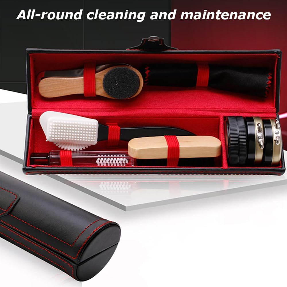 TOMVAES Shoe Polishing Tools Set, 10 Pcs Leather Shoe Polish Kit, Portable Travel Tool, Shoe Shine Kit for Oiling, Polishing, Waxing image number 5