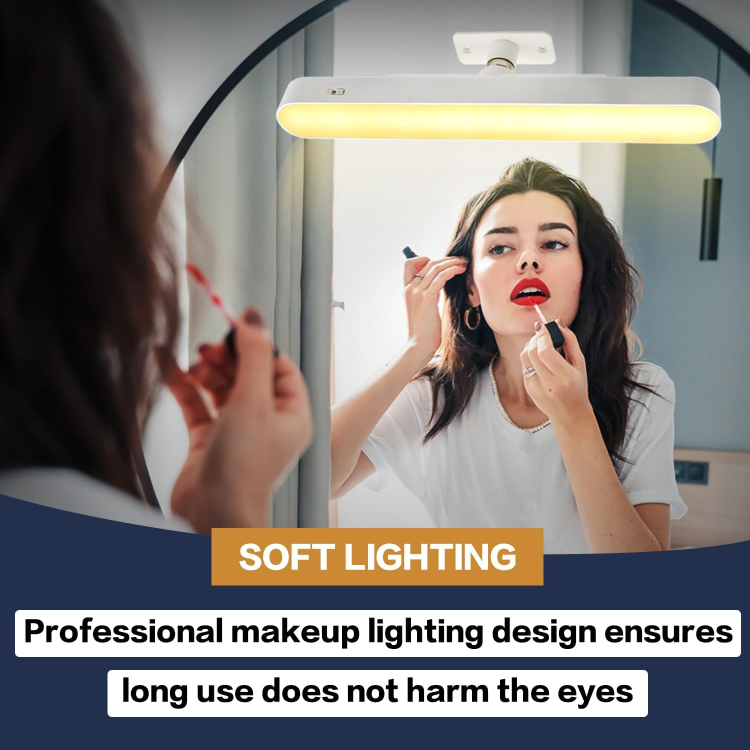 Wireless Vanity Lights for Mirror, 4000Mah Rechargeable Battery Operated Mirror Light, Adjustable Color Brightness & Angle Makeup Light,Cordless Lights for Bathroom Mirror,Desks, Kitchens, Cabinets image number 3