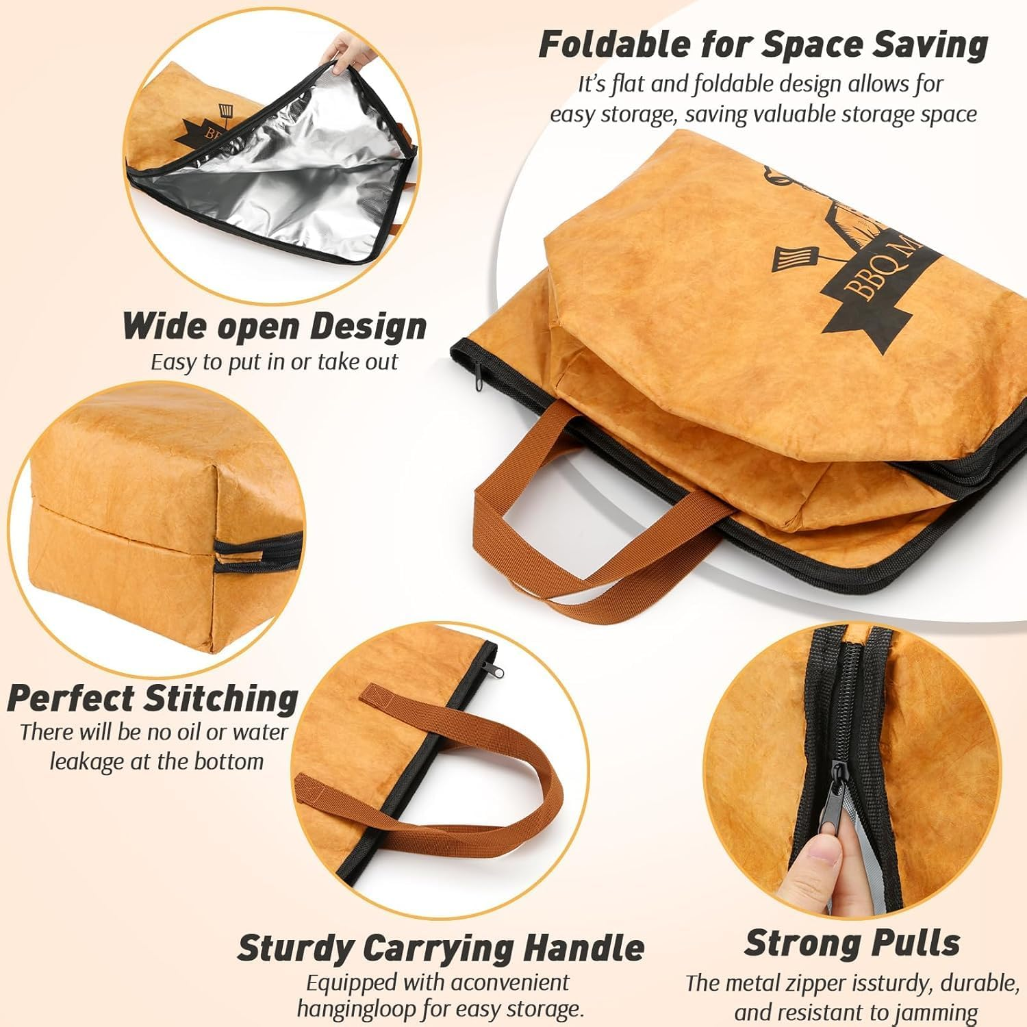 BBQ Blanket for Resting Meat Compatible with Traeger Smoker Grill, Reusable Pellet Smoker Meat Insulated Resting Bag with Wide Mouth for Large Brisket/Beef,Gifts for Men Him Dad,Traeger Accessories image number 2