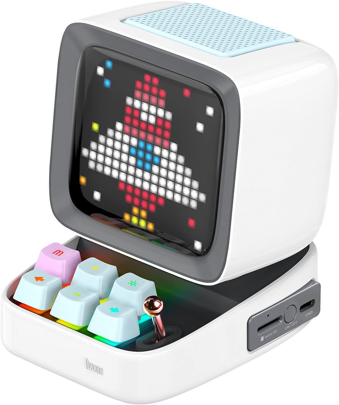 Divoom Ditoo Pixel Art Gaming Portable Bluetooth Speaker with App Controlled 16X16 LED Front Panel, Also a Smart Alarm Clock (White) image number 2