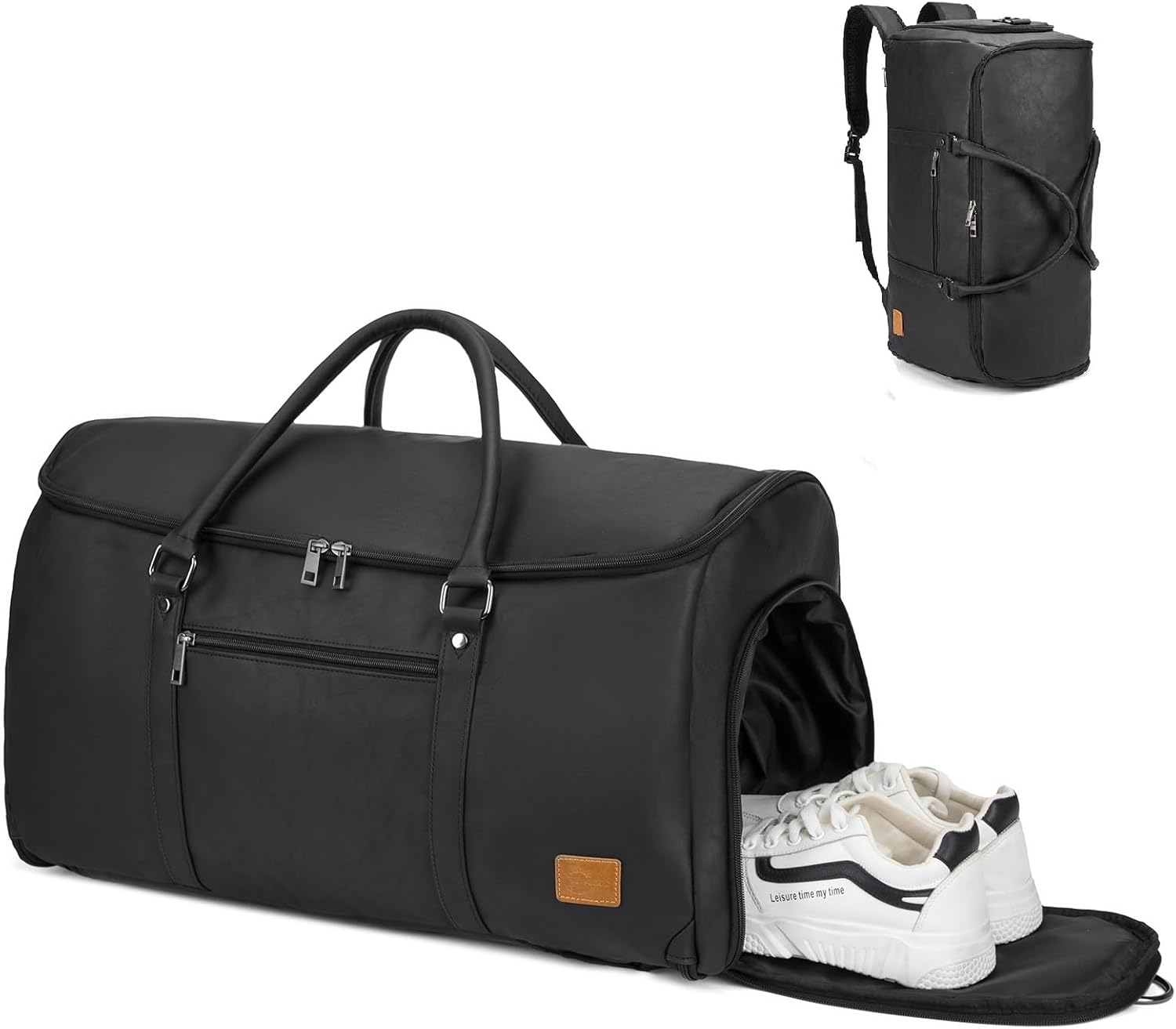 Seyfocnia Convertible Travel Garment Bag for Men Women, 2-In-1 Hanging Suitcase Suit Business Travel Bag, Black