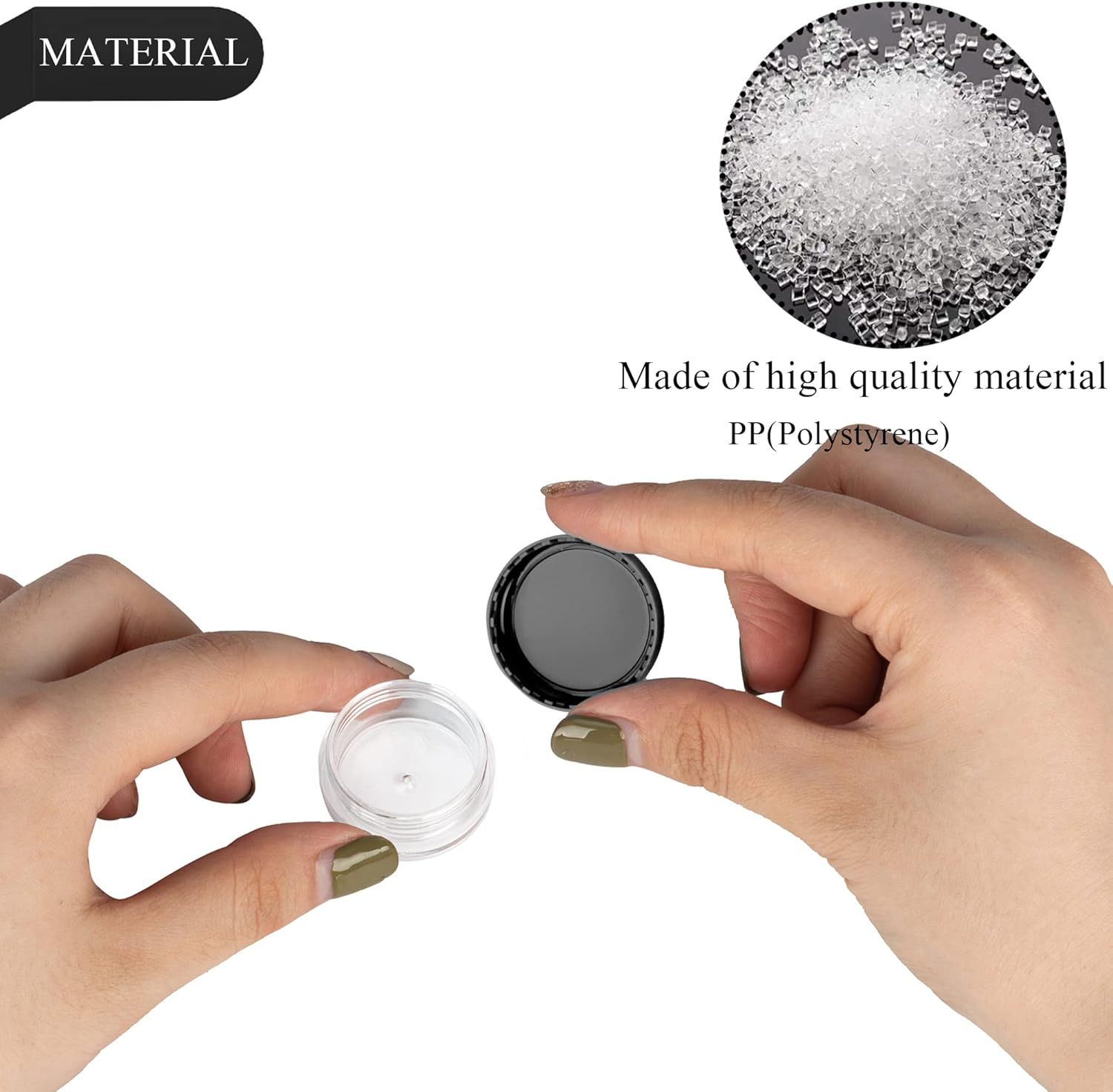 25PCS 3 Gram Sample Containers, 3Ml Empty Jars with Lids, Small Cosmetic Containers, Mini Sample Jars with 2PCS Mini Spatulas for Make Up, Oils, Lotion, Powder, Paint, Jewelry, Lip Balms(Black Lid)