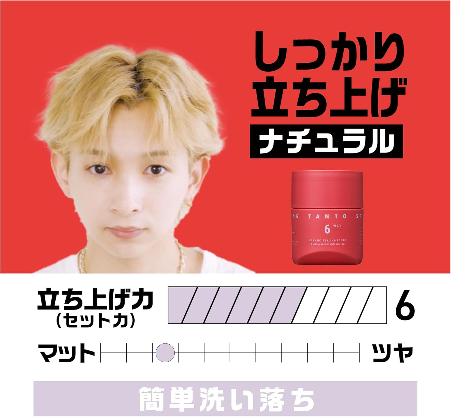 TANTO Nakano Styling Tanto Wax 6 Men'S Fiber Wax That Can Keep Your Targeted Movement and Thick Bundles without Destructing the Feeling of Hard Hair, Straight Hair, Nakano Pharmaceutical Citrus Floral image number 3