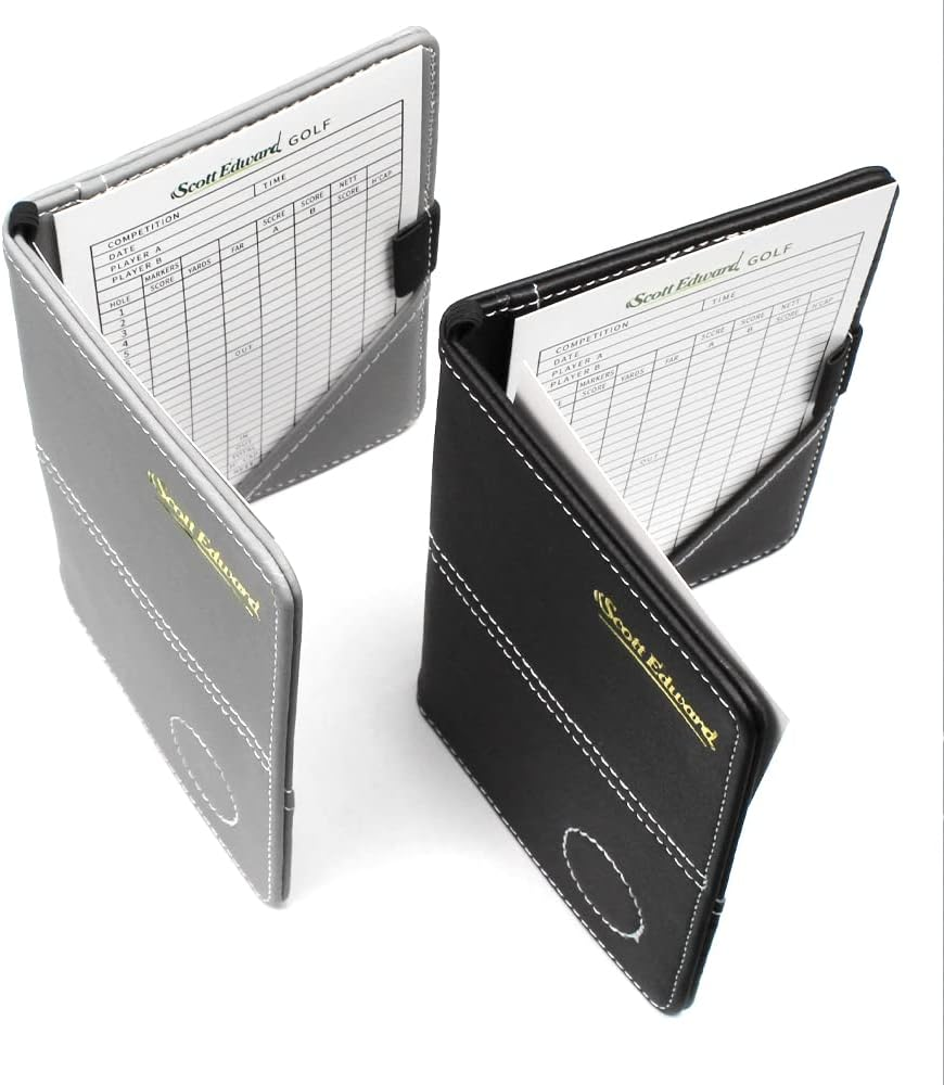 Scott Edward Golf Scorecard Cover Leather Scorecard Holder Statistic and Score Tracking Waterproof Soft Thick Umpire Lineup Card Holder - Blue Texture image number 3