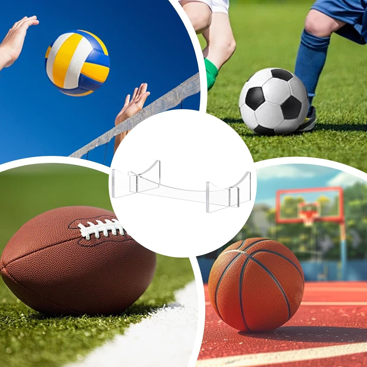 Acrylic Display Stand for Ball - Transparent Acrylic Stand Desktop Football Rack | Autographed Souvenir Collection Sport Ball Table Holder Multi-Functional for Soccer, Basketball image number 3