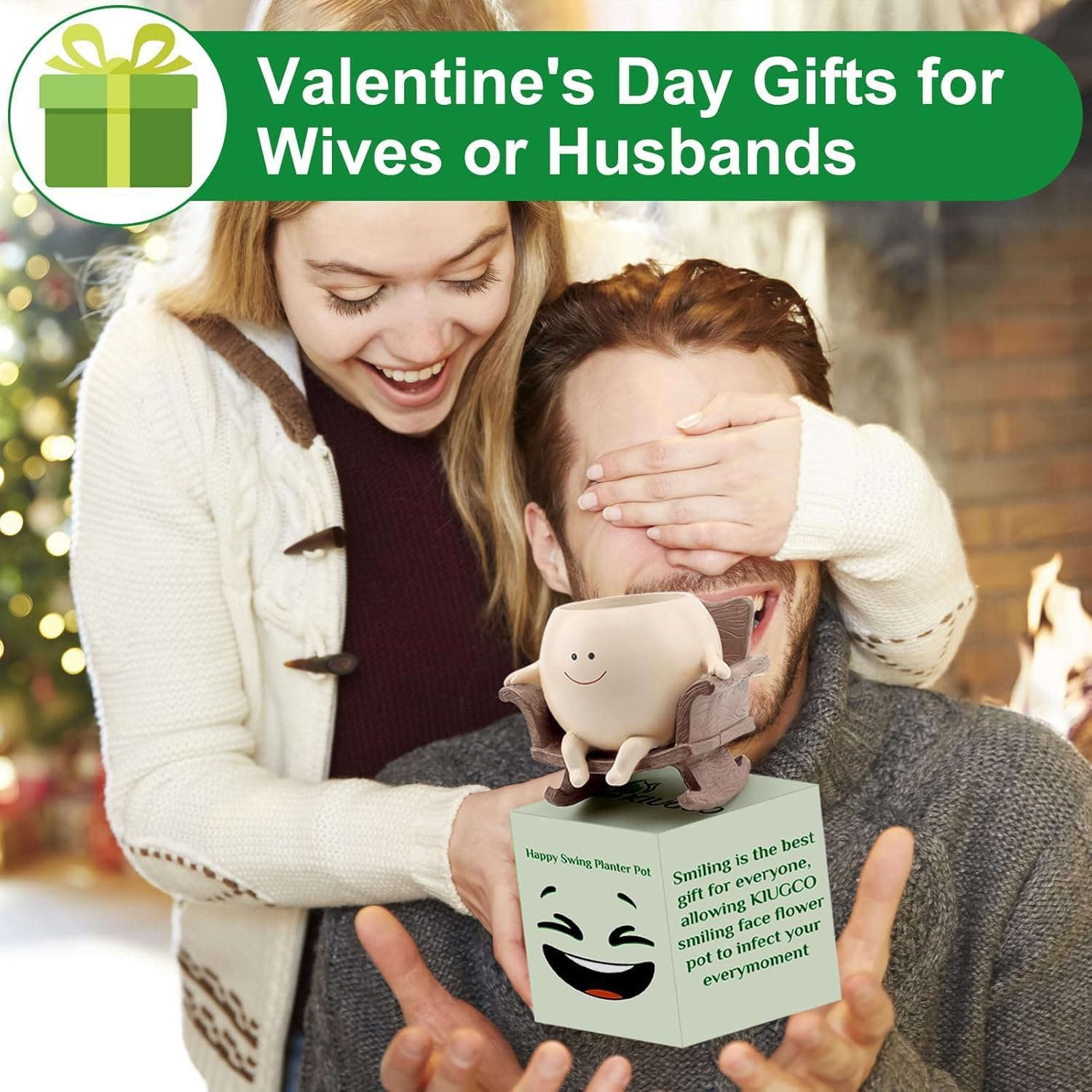 Face Planter Pots for Indoor Plants, Cute Resin Flower Head Planters, Rocking Chair Succulent Flower Pots with Drainage Hole, Gift Ideai for Birthday (Smile) image number 5