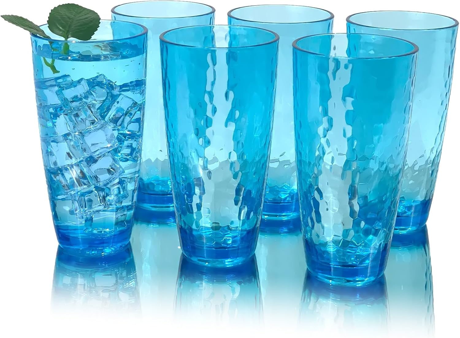 26-Ounce Plastic Tumblers (Set of 6), Reusable Plastic Mugs, Bpa-Free Acrylic to Drink Mugs, Shatter Resistant, Textured Interior, Dishwasher Safe (Multi Color, 26 Ounce)