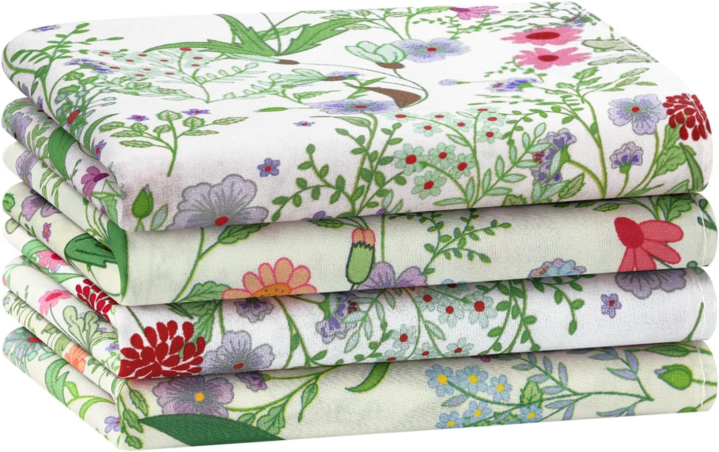 HOULIFE Handkerchiefs for Women, Vintage Ladies Flower Handkerchief Soft Cotton Floral Printing Hankies Assorted Colors