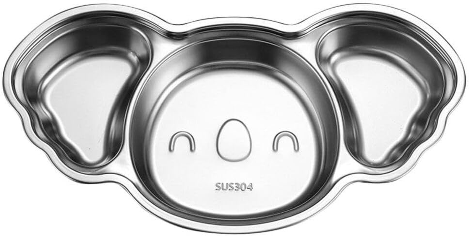 ​UPKOCH 304 Stainless Steel Divided Plates - 3-Section Koala Shape Food Tray for Toddlers, Dishwasher Safe & Spill-Proof (28.5Cm, Silver)​​ image number 6