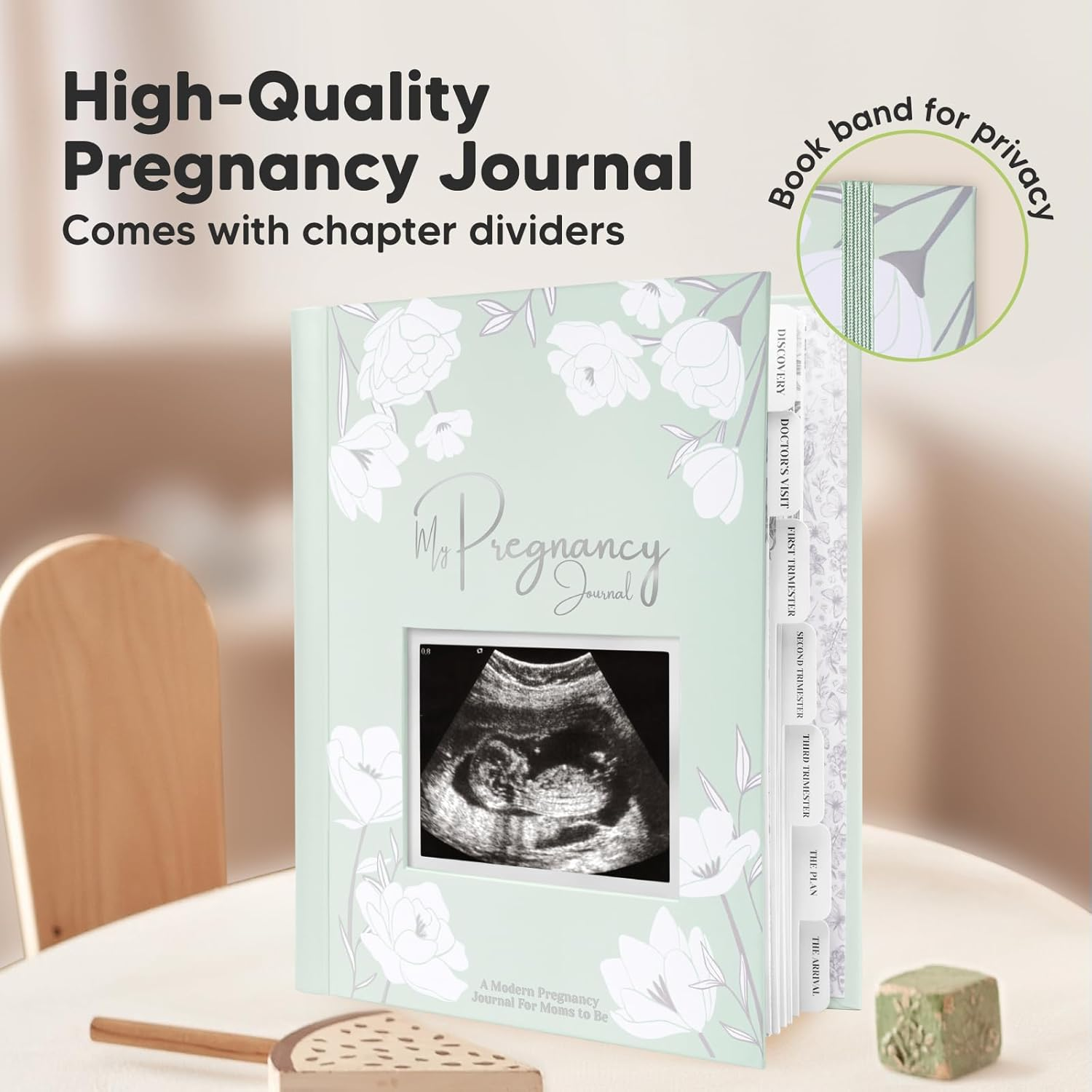 Keababies Pregnancy Journal, Announcements - 80 Pages Hard Cover Book for Mom to Be, New Moms First Time Expecting Baby Album and Memory (Sage) - Sage image number 6