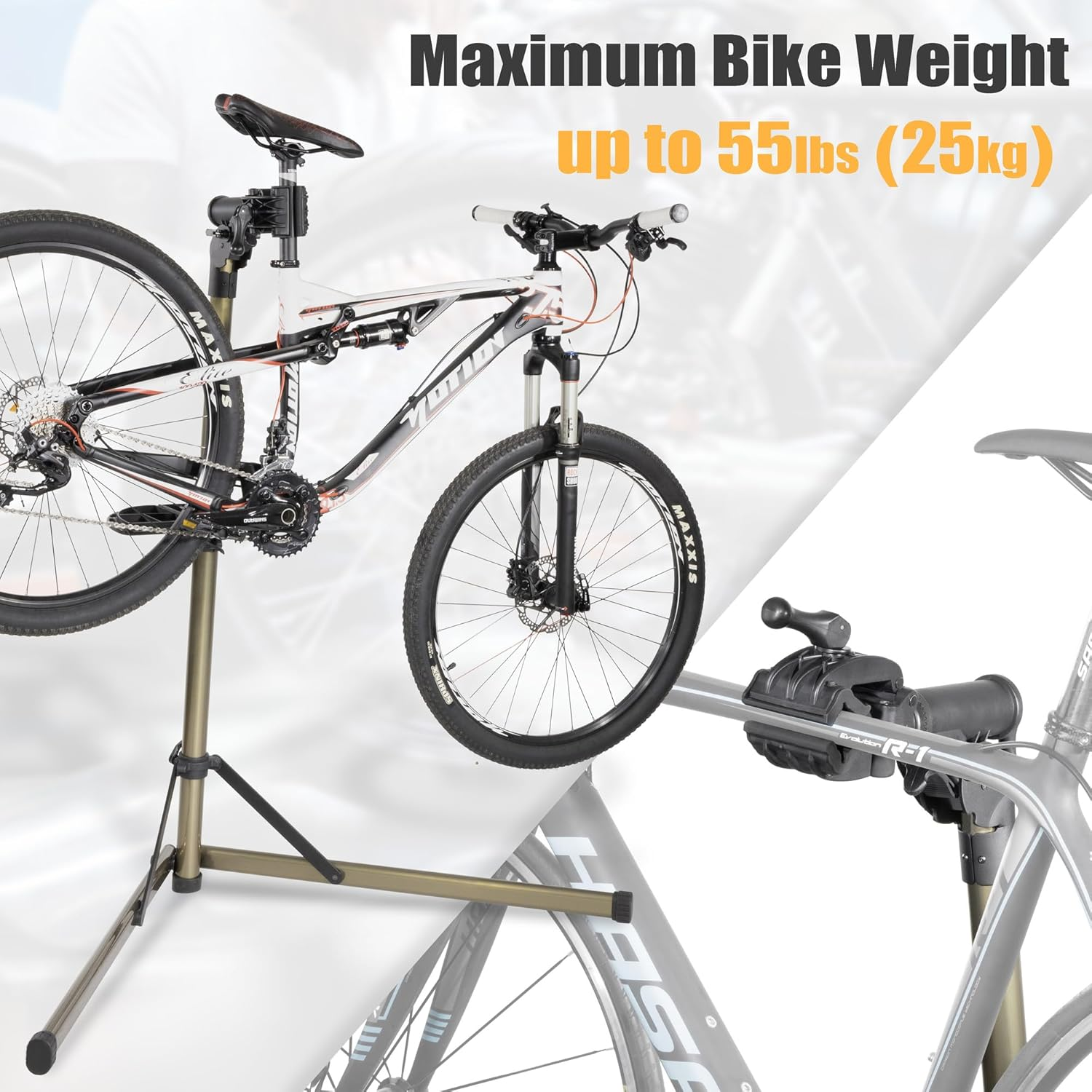 Cyclingdeal Bike Repair Stand - Home Portable Bicycle Mechanics Workstand (Max 55Lbs/25Kg) - for Mountain MTB Road Bikes Maintenance Stand with Improved Designs - Adjustable & Foldable image number 2