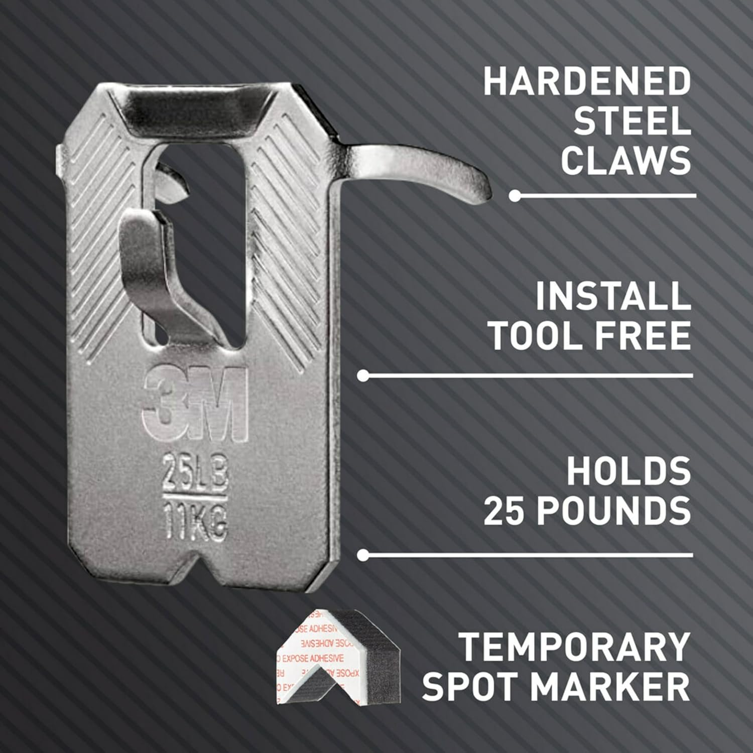 3M Claw Stainless Steel Drywall Picture Hanger 11 Kg Capacity (Pack of 4) image number 5