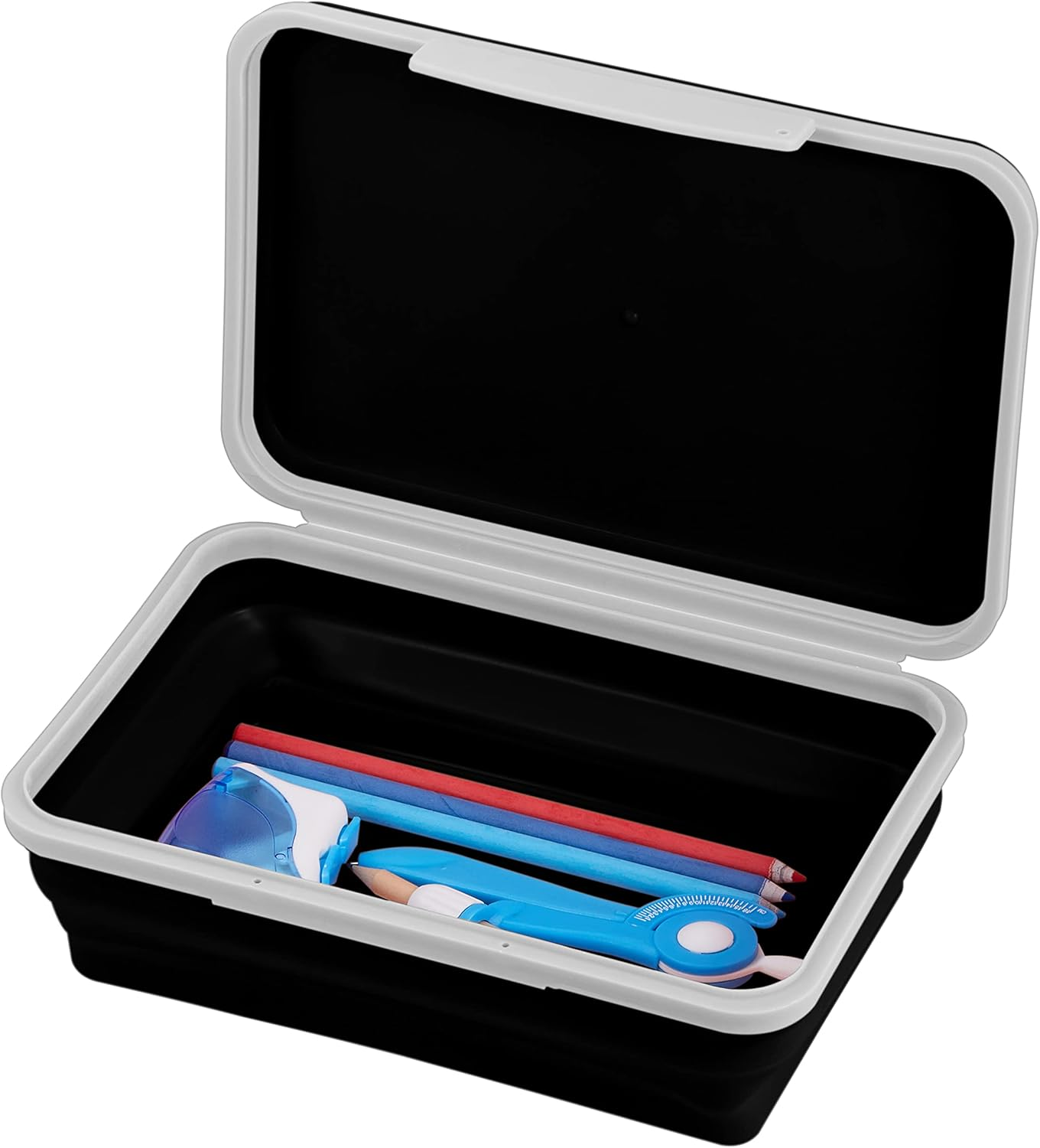 It'S Academic Flexi Storage Box with Lid, Collapsible Pencil Case Design for Craft and School Supplies, Black image number 1