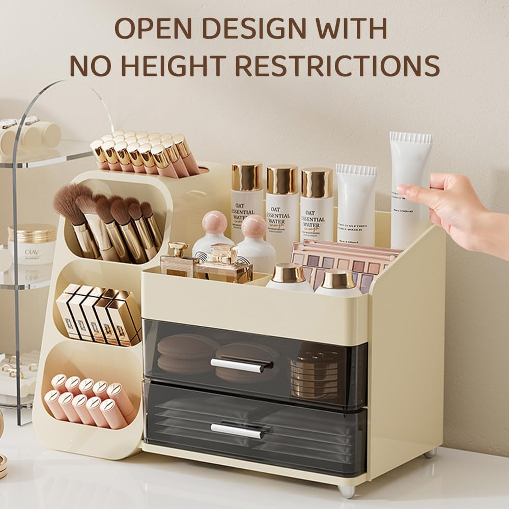 HYAVIA Luxury Makeup Organizer with Drawers &ndash; Large Acrylic Countertop Cosmetic Storage Box for Lipsticks, Skincare, Makeup Brushes, Perfume & Beauty Essentials, Vanity Organizer for Home or Travel image number 2