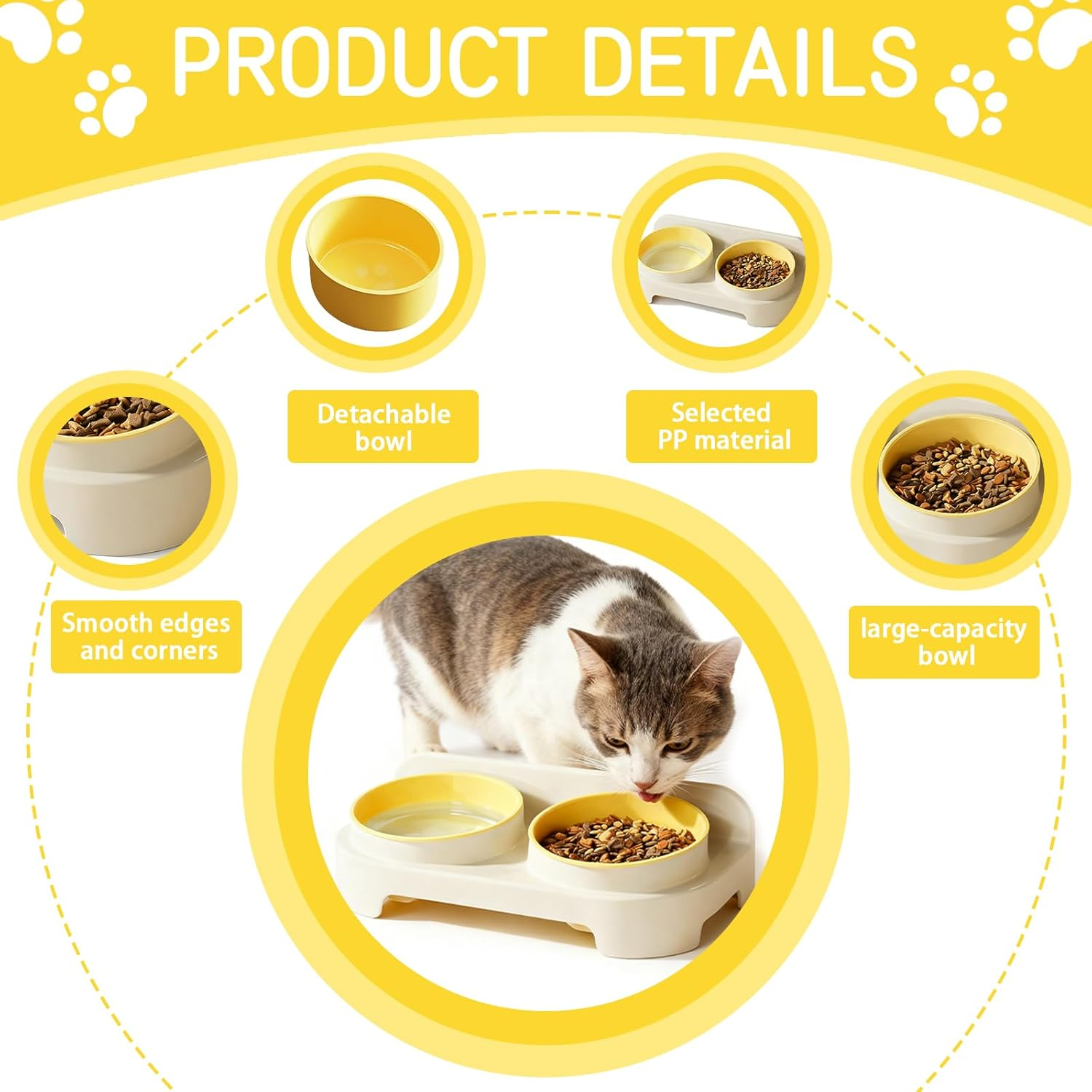 Alyxen Raised Cat Bowl, Plastic Feeding Bowl, Ergonomic Cat Bowl, 15&deg; Tilted Food and Water Bowls for Cats and Puppies image number 5