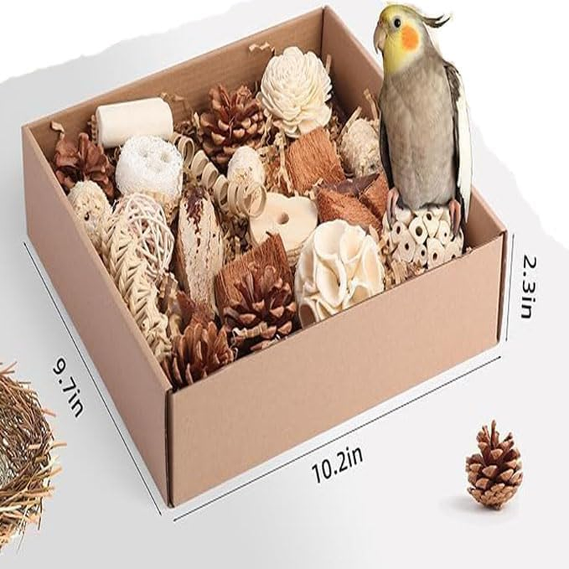 Limcryspp Natural Foraging and Biting Toy Box, an Interactive Biting Toy Suitable for Tiger Skin, Black Phoenix, Cone-Tailed, Peony Parrot and Small and Medium-Sized Birds