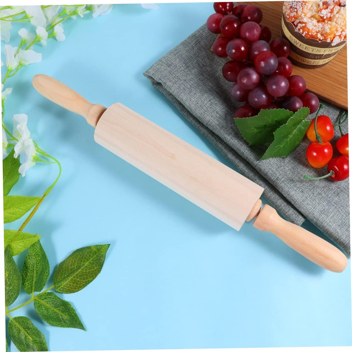 Wooden Rolling Pin Christmas Dough Roller Pin Professional Kitchen Tool for Cookie Pizza Single for Holiday Baking image number 1