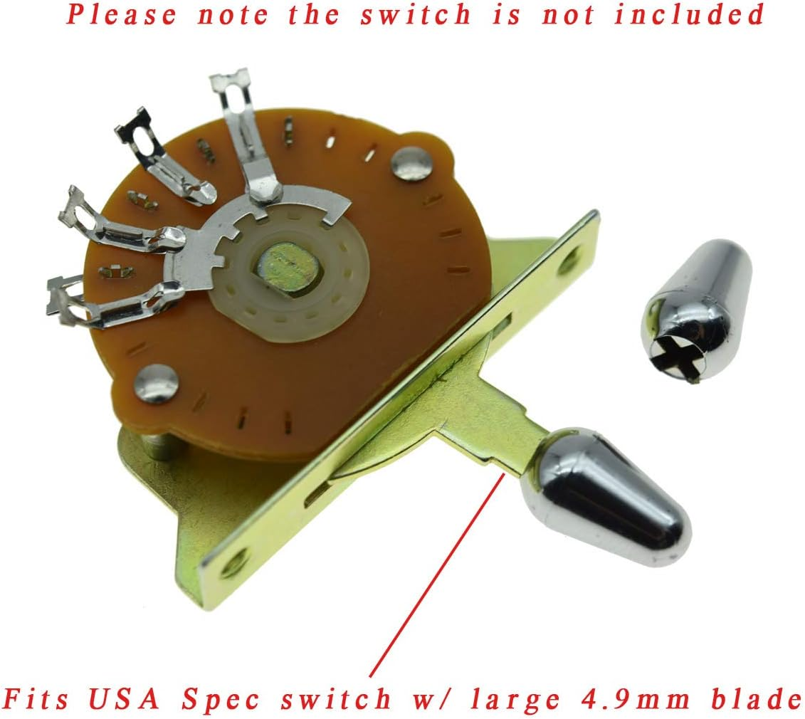 KAISH 2Pcs Guitar 5 Way Pickup Switch Tip Switch Cap Switch Knob for USA Strat/Stratocaster Chrome - Aged White image number 4