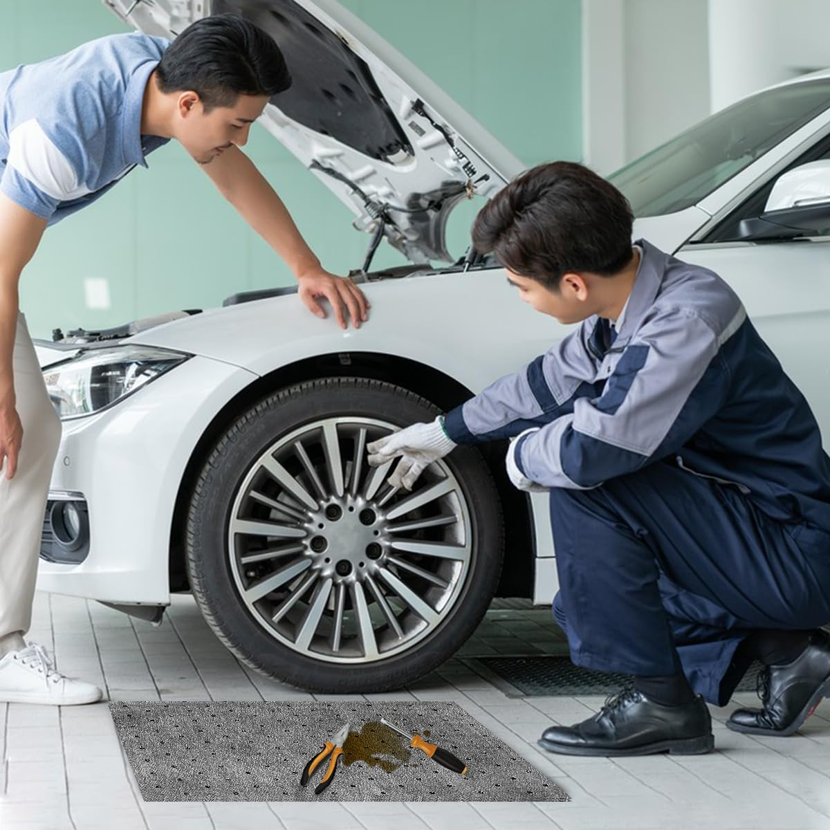 50 Pcs Oil Absorbent Pads, Oil Absorbing Sheets 10" X 13" Oil Spill Mat, Clean and Clear Oil Absorbing Sheets Oil Pads for Home Garage Basement Restaurant and Kitchen (Gray) image number 2