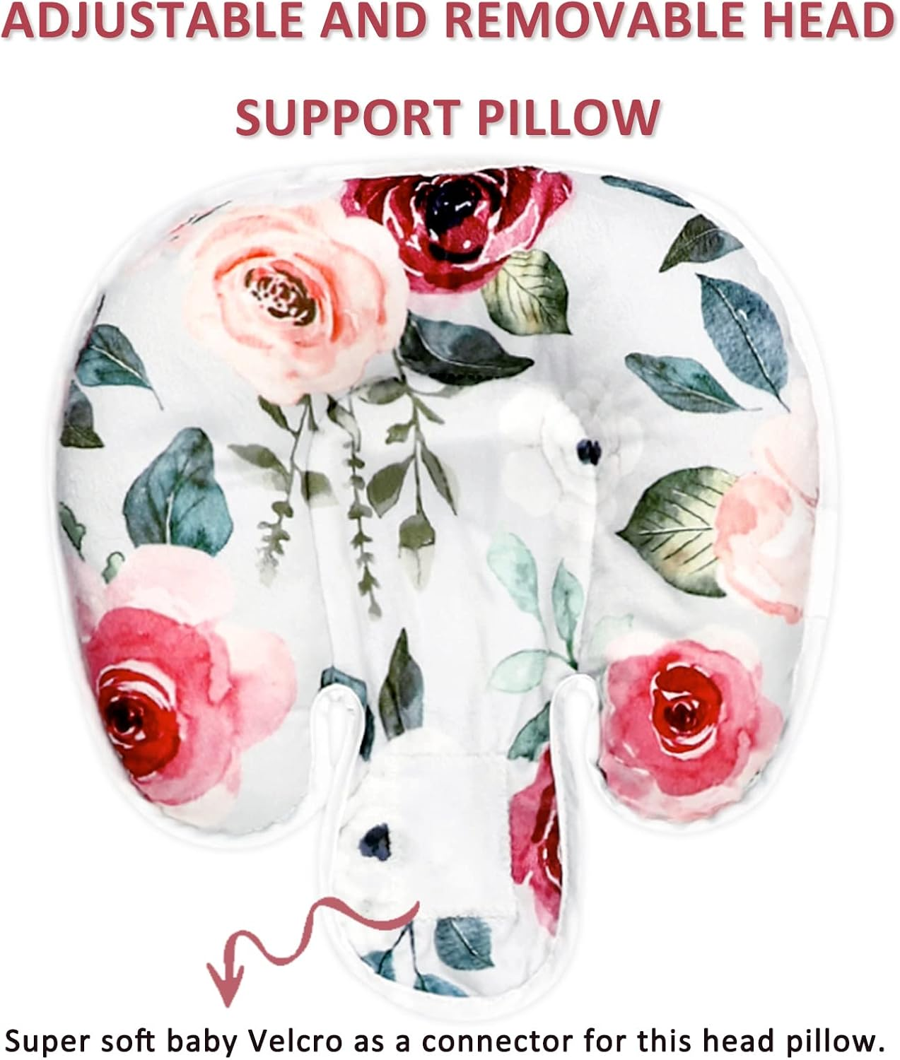 2 in 1 Infant Car Seat Insert, Car Seat Head Support Baby Girls Boys, Soft Newborn Carseat Insert Cushion, Perfect for Carseats, Strollers, Swings (Rose Flower) image number 6