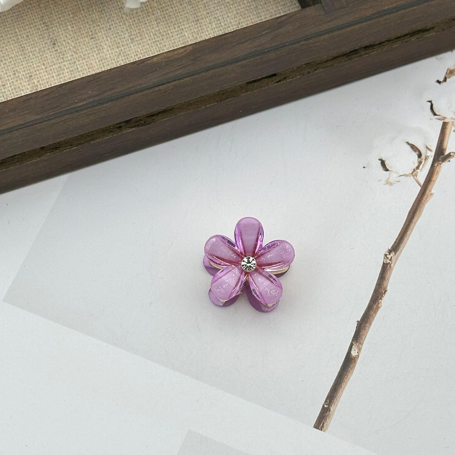 Umiin Mini Hair Clips, Pack of 5 Flower Hair Accessories for Women and Girls, Beautiful Hair Claw Headwear, Styling Tools for Wedding, Party, Communion, Beige & Red & Purple & Blue & Pink image number 1