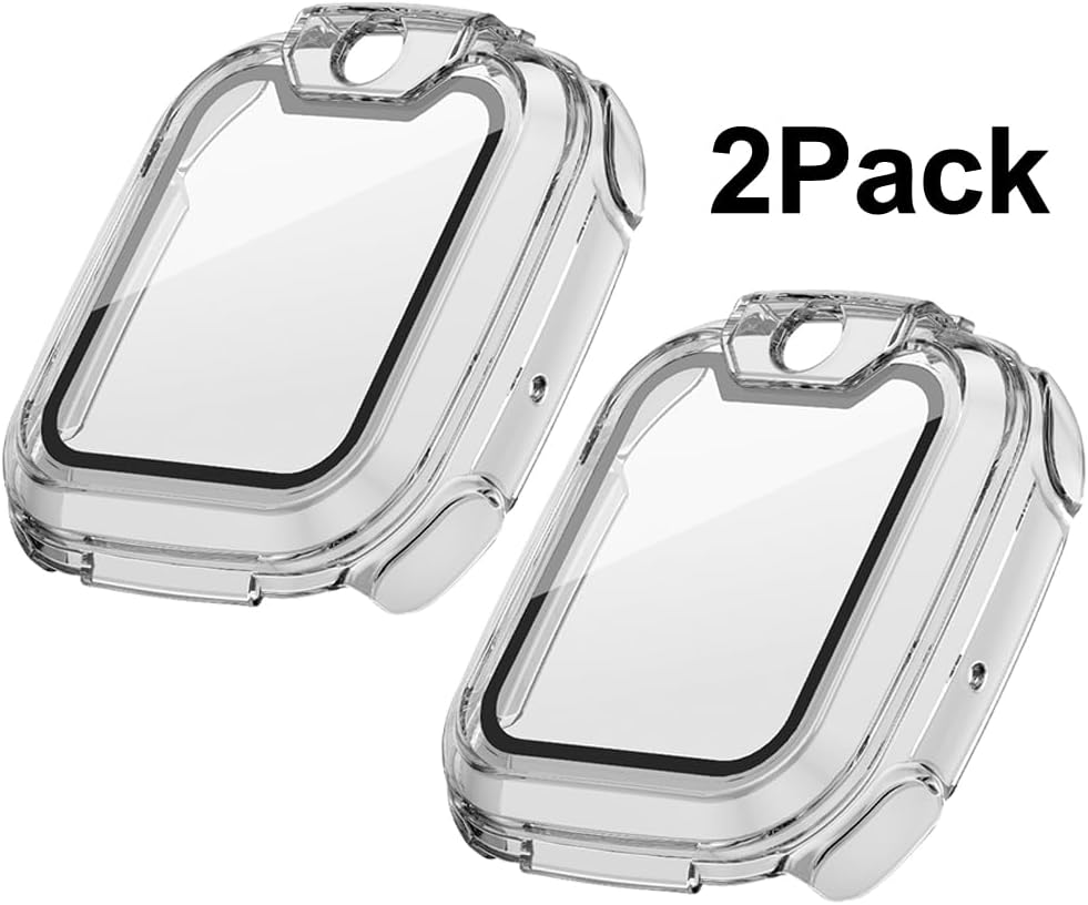 Akanry [Pack of 2] Hard Case Compatible with Imoo Watch Phone Z1 with Screen Protector, 9H Hardness Hard PC Tempered Glass Thin Case, 2 Transparent image number 5