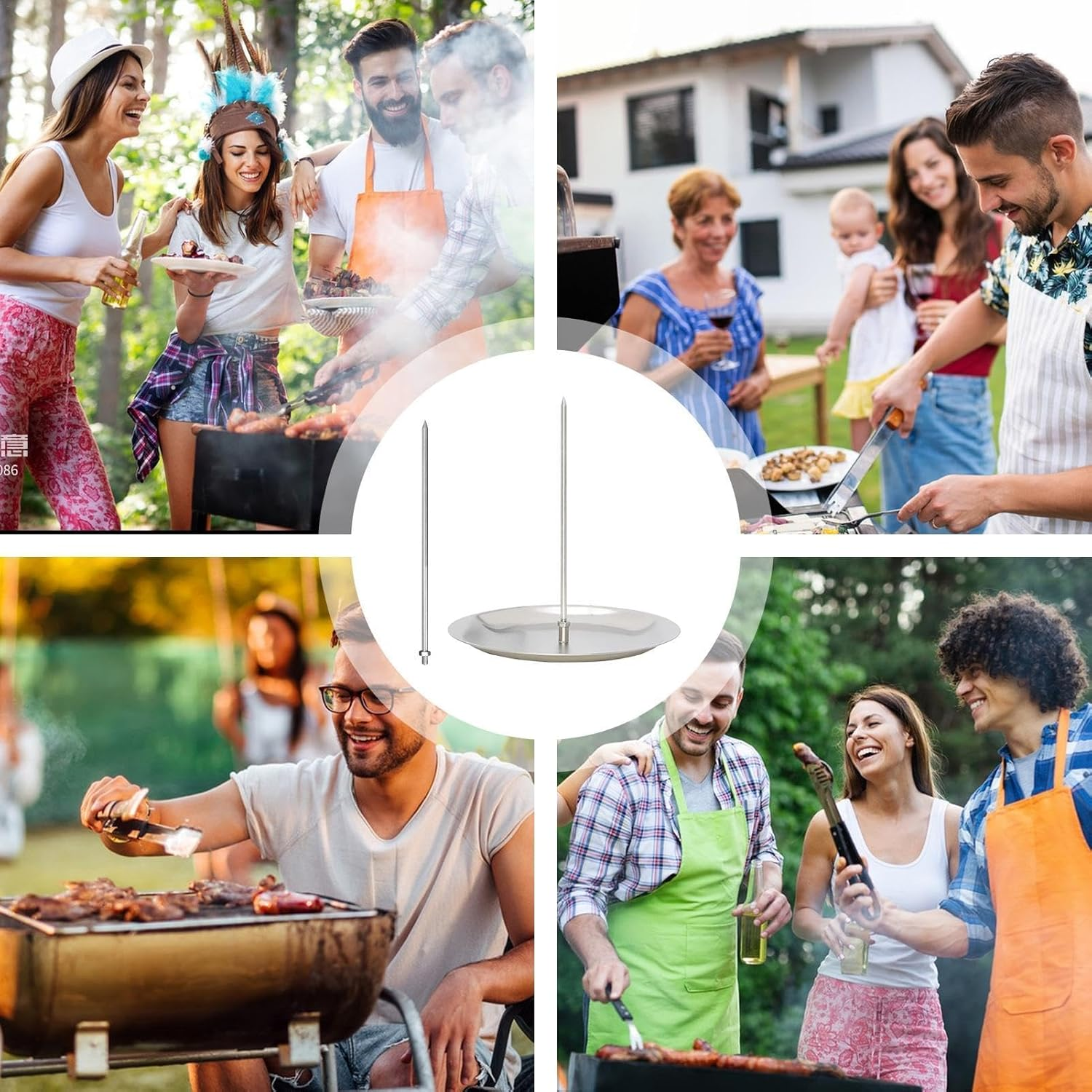 Thickened Stainless Steel Vertical Skewer Stand for Tacos Al Pastor, Shawarma and Kebabs, 3 Removable BBQ Skewers (8", 10", 12") for Grill, Smoker, Oven, Heavy-Duty Rotisserie-Style Meat Holder image number 4