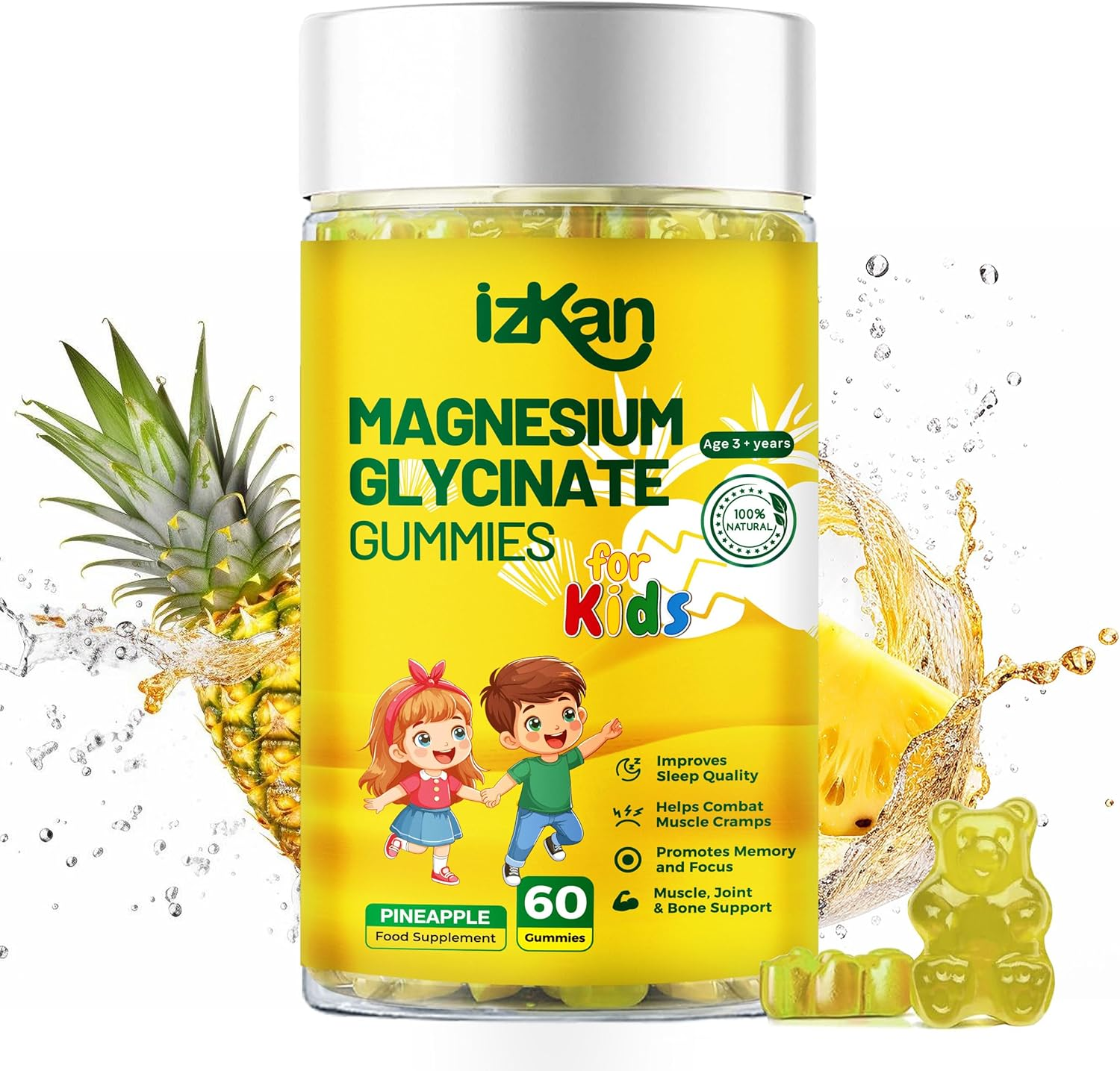 Magnesium Glycinate Gummies 100Mg, Low Sugar for Kids, Calm Magnesium Gummies for Sleep, Stress & Muscle Relief, No Melatonin, Gluten Free, Non-Gmo, Vegan, 60 Gummies (1) image number 3